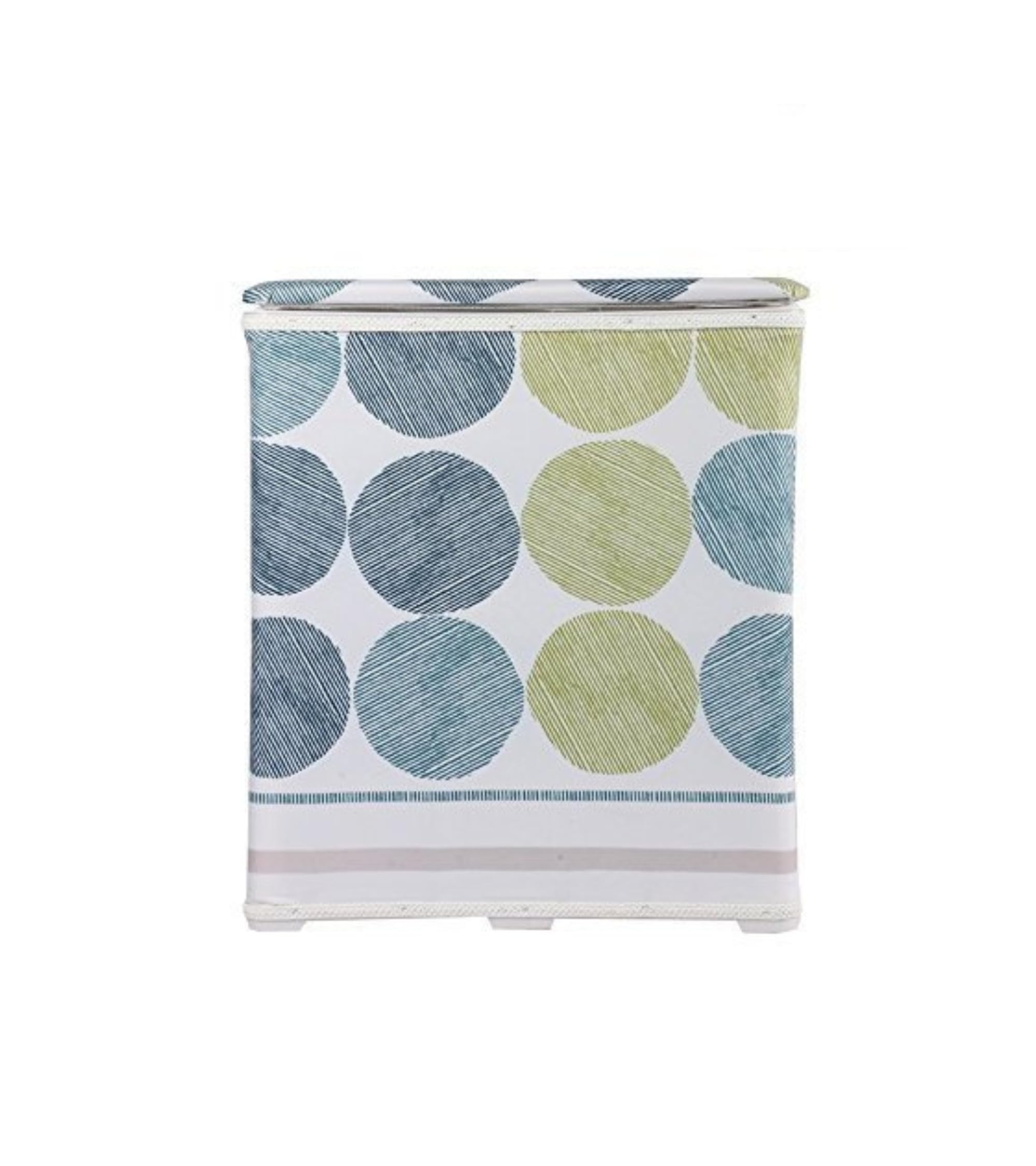 Premsons® Foldable Fabric Laundry Basket – Durable Storage Hamper for Clothes, Toys & More – Stripe Tile Design in Blue & Green