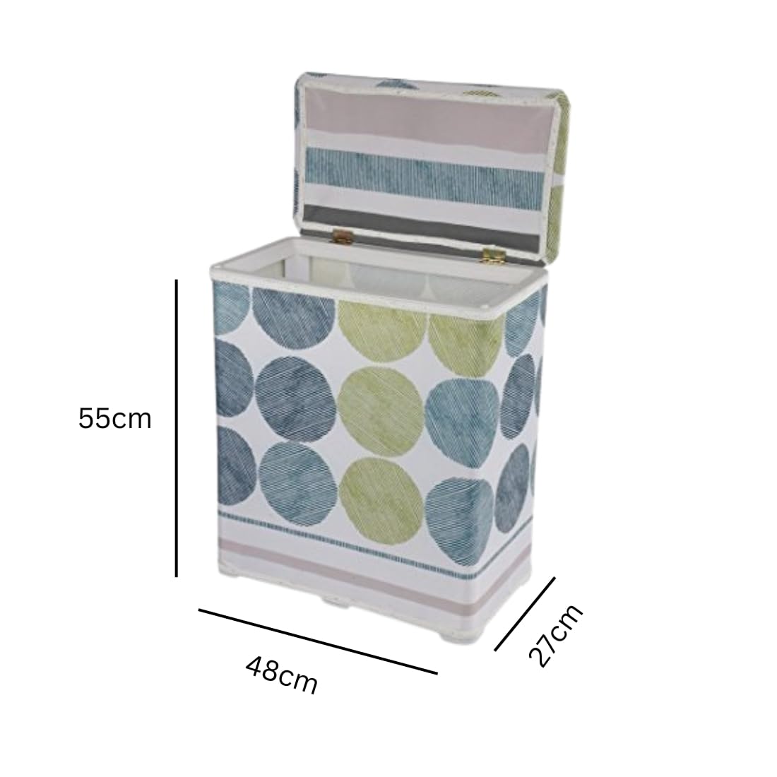 Premsons® Foldable Fabric Laundry Basket – Durable Storage Hamper for Clothes, Toys & More – Stripe Tile Design in Blue & Green