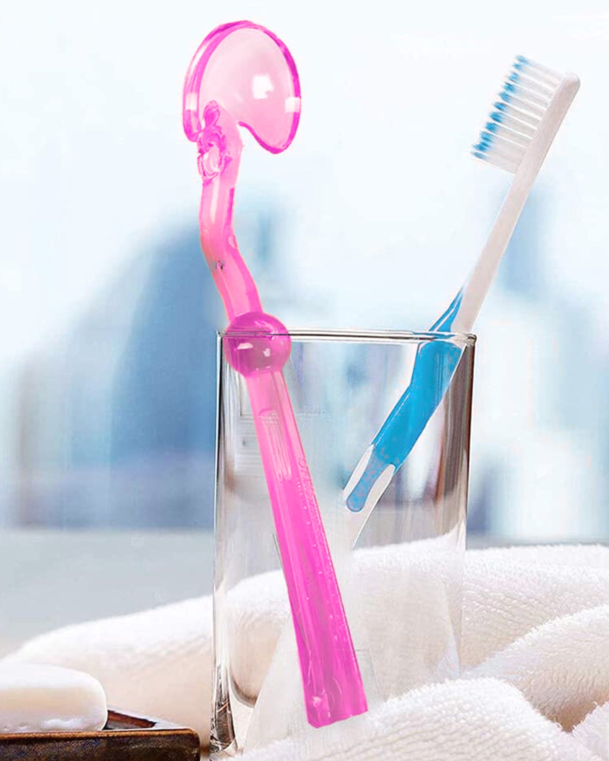 Premsons® Tongue Scraper for Kids & Adults - Concave Tongue Cleaner for Dental Oral Hygiene - Natural Fresh Breath Natural Mouth Detoxification - Reduces Bad Breath Odour