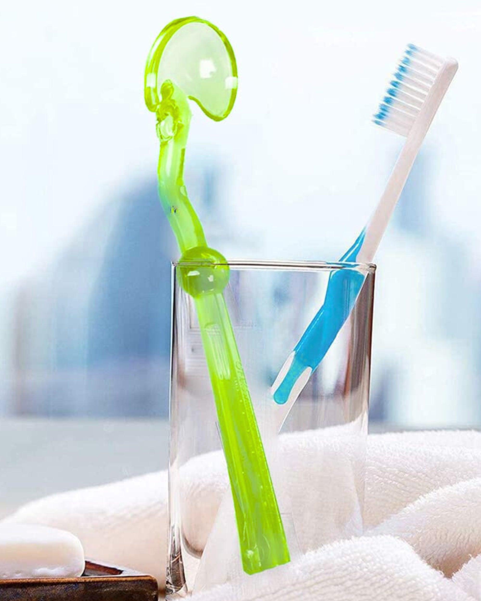 Premsons® Tongue Scraper for Kids & Adults - Concave Tongue Cleaner for Dental Oral Hygiene - Natural Fresh Breath Natural Mouth Detoxification - Reduces Bad Breath Odour