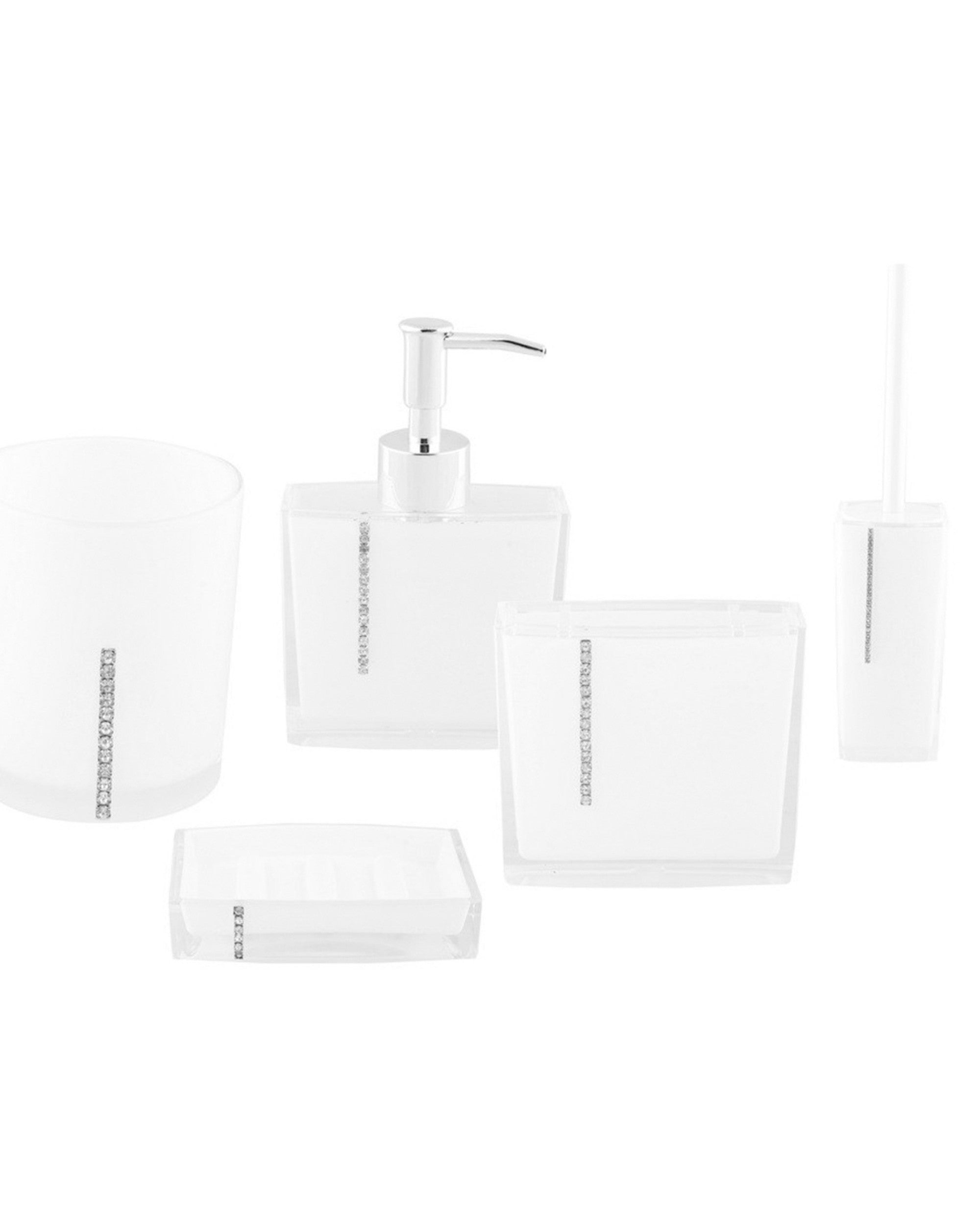 Premsons® 5-Piece Acrylic Bathroom Accessories Set – Soap Dispenser, Toothbrush Holder, Tumbler & Soap Dish – Stylish & Durable Bathroom Decor and Organizer Set for a Modern Touch