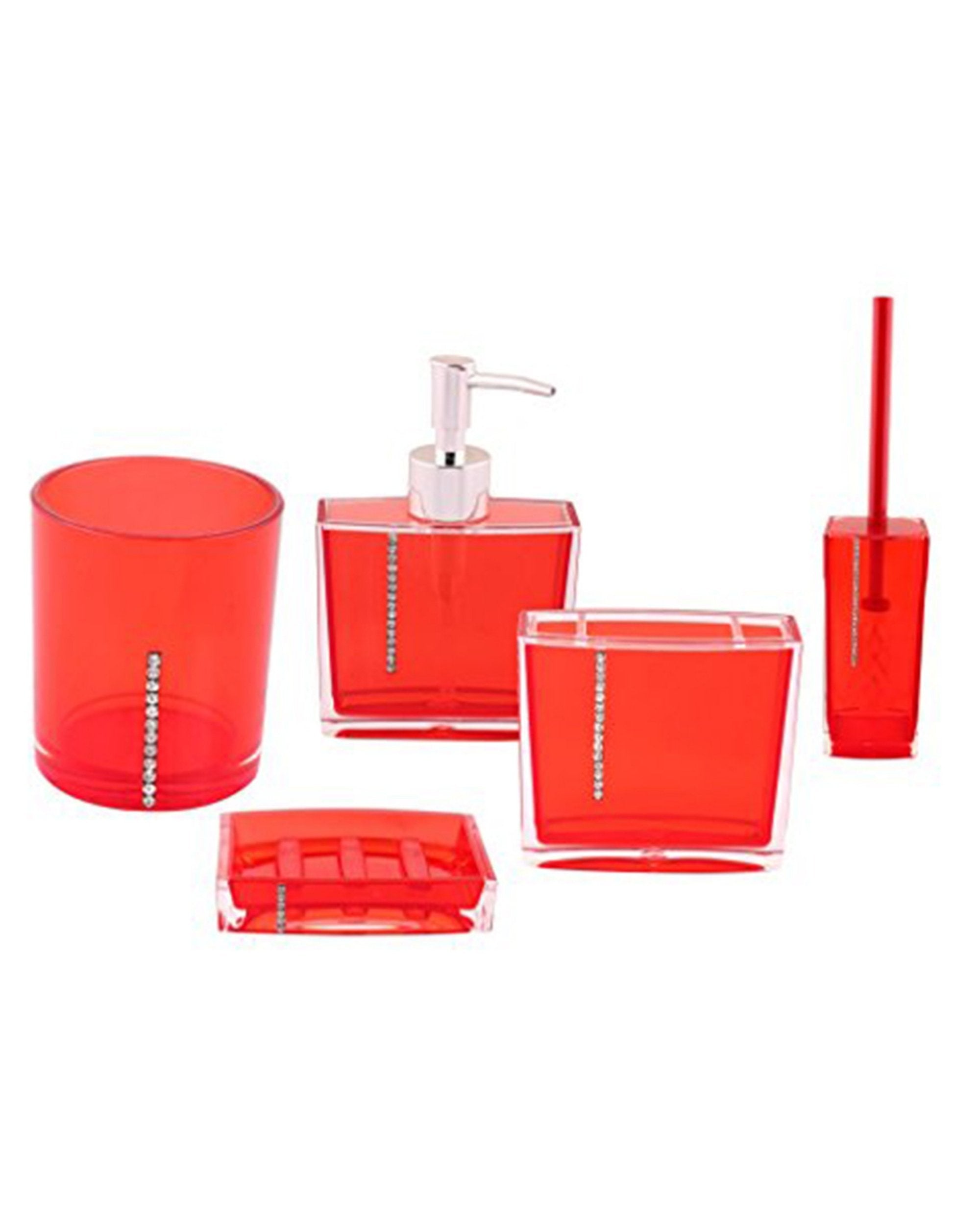 Premsons® 5-Piece Acrylic Bathroom Accessories Set – Soap Dispenser, Toothbrush Holder, Tumbler & Soap Dish – Stylish & Durable Bathroom Decor and Organizer Set for a Modern Touch