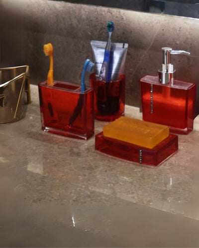 Premsons® 5-Piece Acrylic Bathroom Accessories Set – Soap Dispenser, Toothbrush Holder, Tumbler & Soap Dish – Stylish & Durable Bathroom Decor and Organizer Set for a Modern Touch