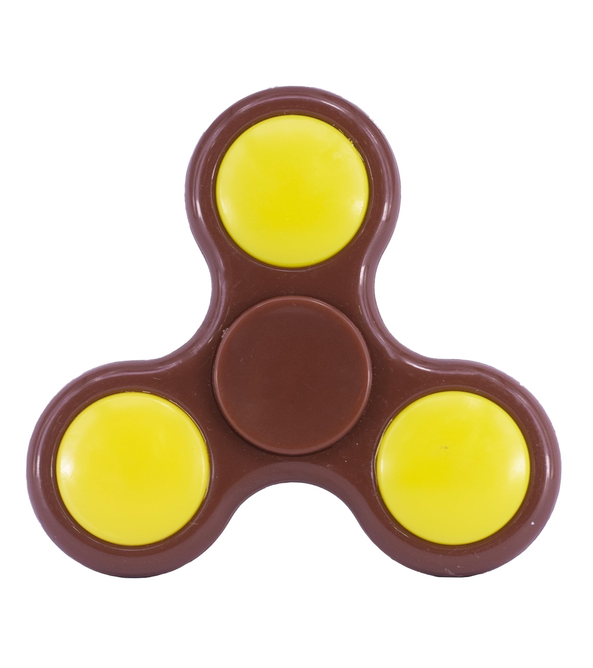 Premsons® Hand Spinner Desk Toy - High Speed Smooth Finger Spin Sensory Fidget Stress Relief Game Play for Kids & Adults - Birthday Party Gift - Plastic - Brown with Yellow Bearing