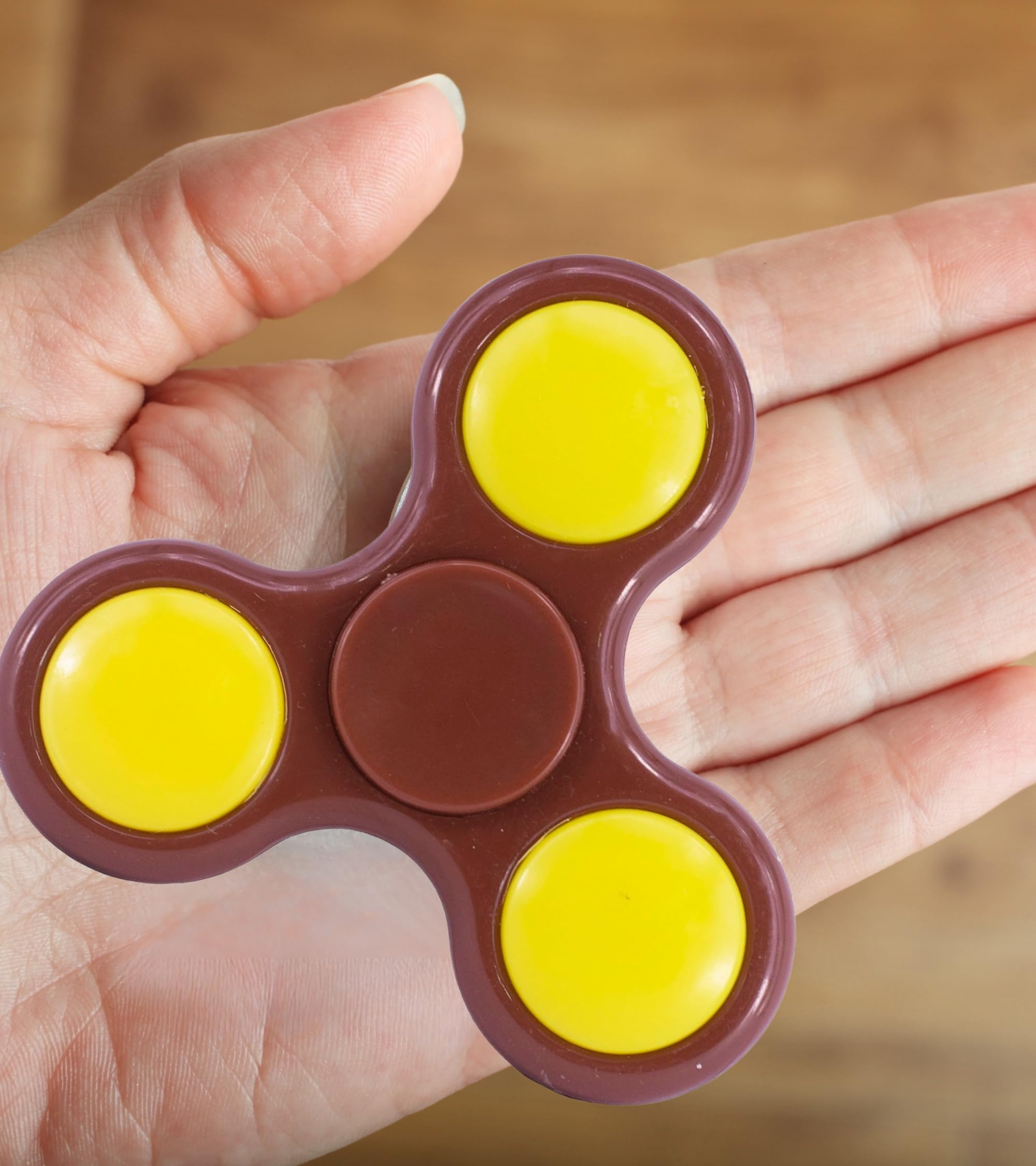 Premsons® Hand Spinner Desk Toy - High Speed Smooth Finger Spin Sensory Fidget Stress Relief Game Play for Kids & Adults - Birthday Party Gift - Plastic - Brown with Yellow Bearing