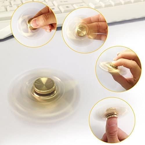 Premsons® Hand Spinner Desk Toy - High Speed Smooth Finger Spin Sensory Fidget Stress Relief Game Play for Kids & Adults - Birthday Party Gift - Metal - Gold Dual