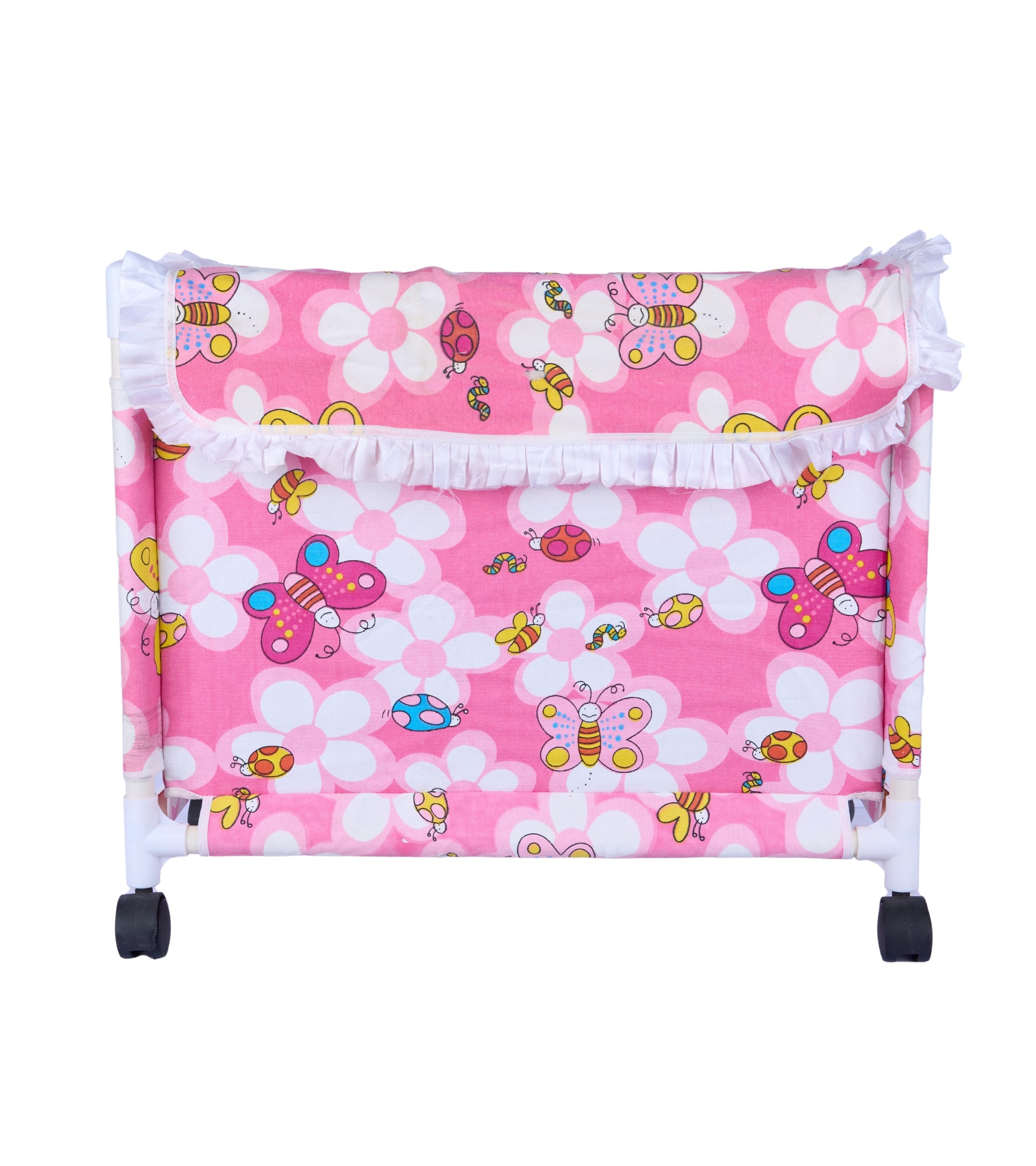 Premsons® Fabric Laundry Hamper with Lid Cover -Rolling Laundry Clothes Basket Trolley- with Wheels (Pink)