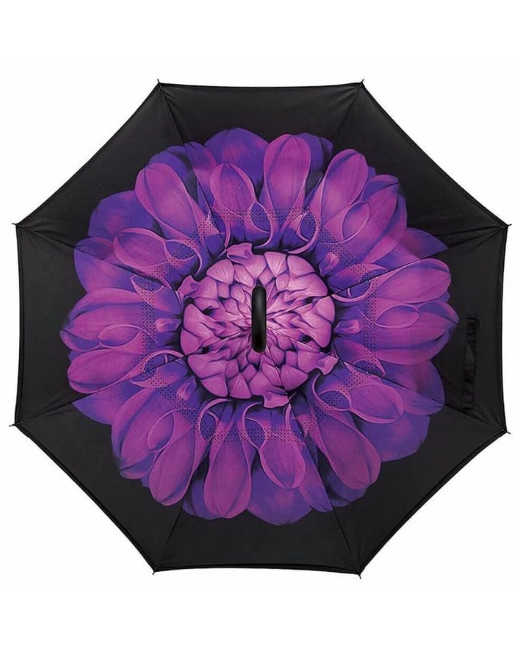 Upside Down® Inverted Umbrella with Flower Print – Windproof Double Layer Rain Protection with Hands-Free C-Shaped Handle | Reverse Closing Umbrella for Car, Travel & Daily Use