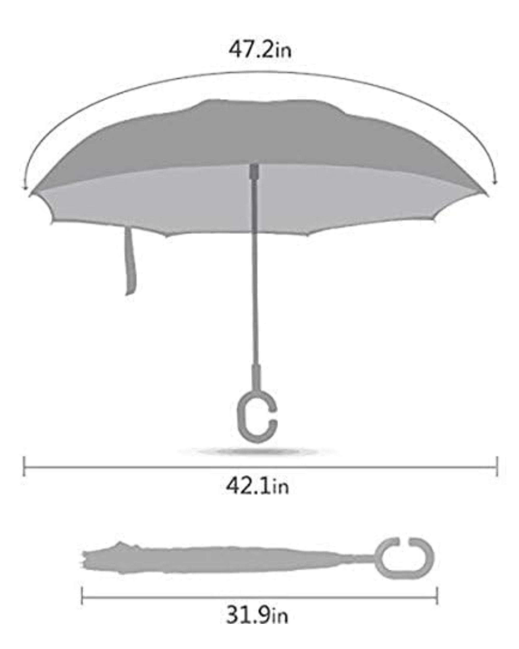 Upside Down® Windproof Inverted Umbrella – Double Layer Rain Umbrella with Floral Print | C-Shaped Handle for Hands-Free Use – Reverse Folding for Car & Travel