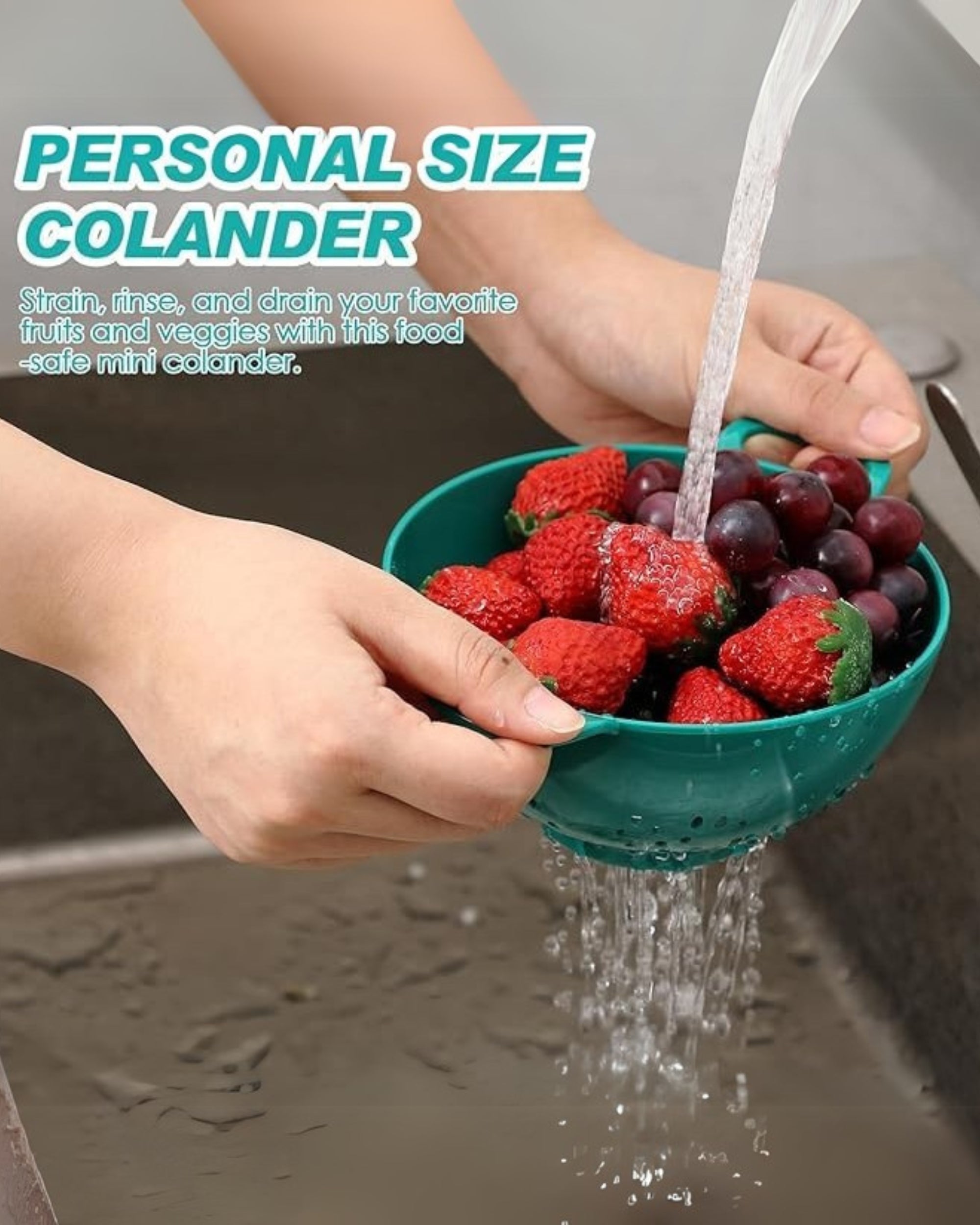 Premsons® Multifunctional Water Strainer & Washer Bowl - Round Medium Bowl with Double Side Handle - Rice, Vegetable & Fruit Washing Bowl for Kitchen, Home