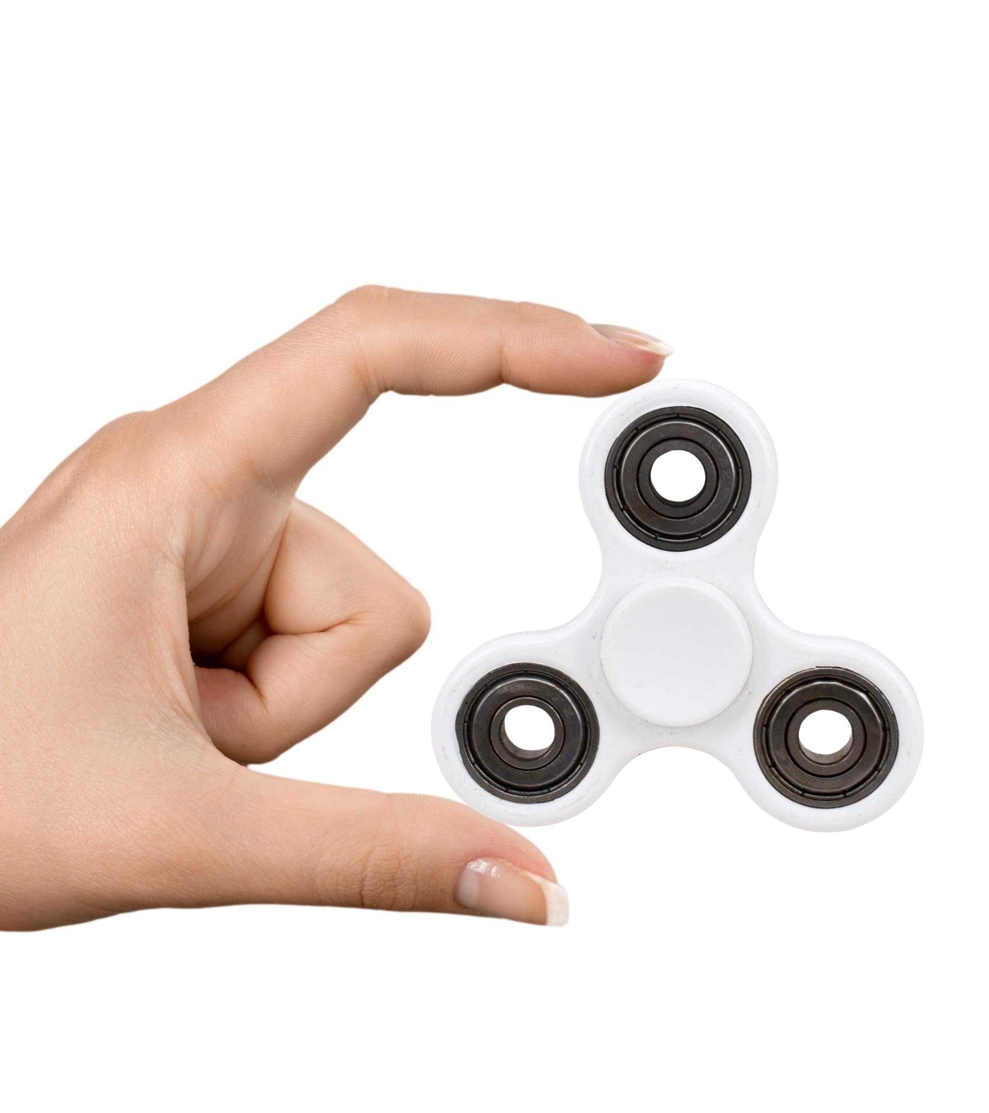 Premsons® Hand Spinner Desk Toy - High Speed Smooth Finger Spin Sensory Fidget Stress Relief Game Play for Kids & Adults - Birthday Party Gift - Four Bearing - White with Silver Bearing
