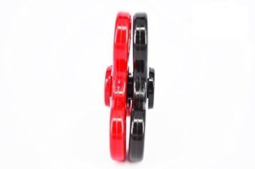 Premsons® Hand Spinner Desk Toy - High Speed Smooth Finger Spin Sensory Fidget Stress Relief Game Play for Kids & Adults - Birthday Party Gift - Four Bearing - Red + Black Dual Sided