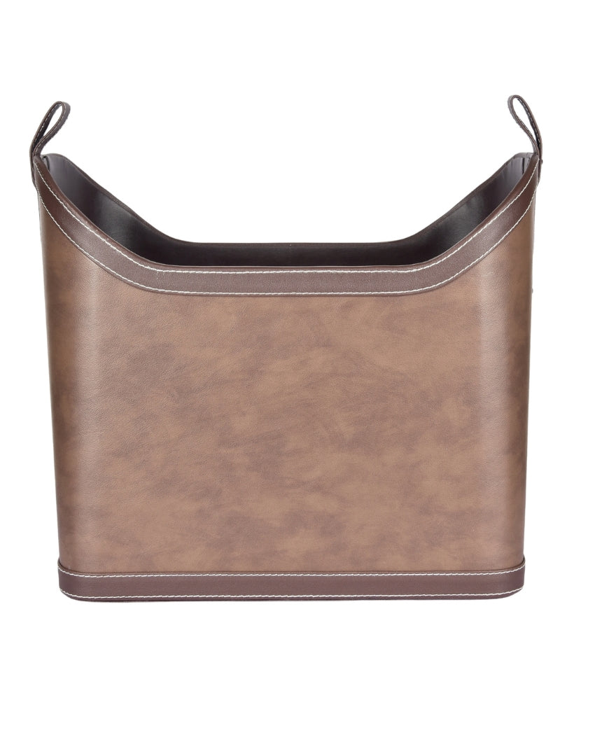 Premsons® Luxury Faux Leather Magazine Rack - Space-Saving Organizer for Books & Magazines - Perfect for Home Decor (Brown + Dark Brown)