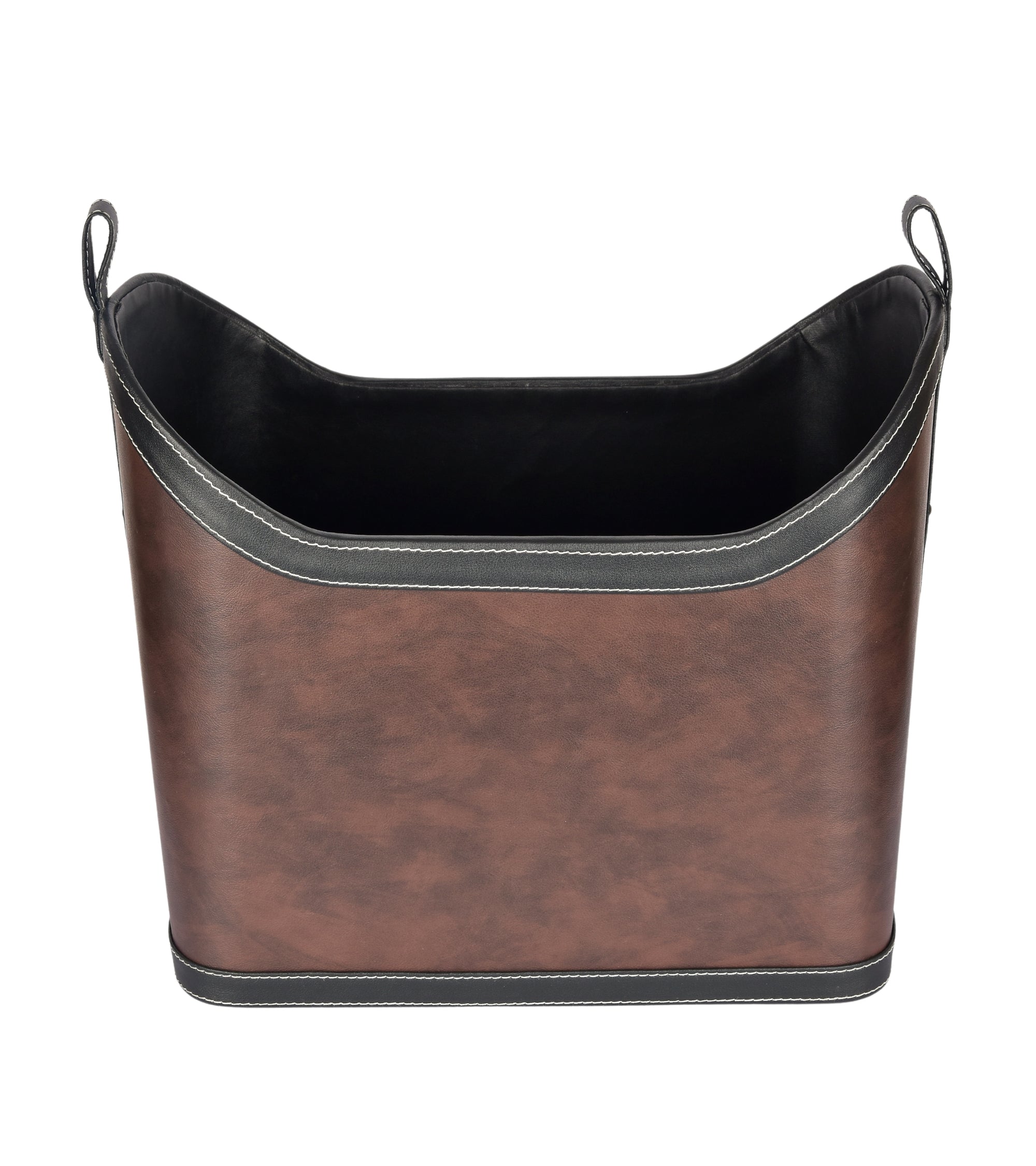 Premsons® Magazine Holder - Faux Leather Magazine Rack & Organizer for Home & Office - Leatherette Stand for Books, Magazines, Documents, & Files - Perfect for Study & Living Room - Dark Brown + Black
