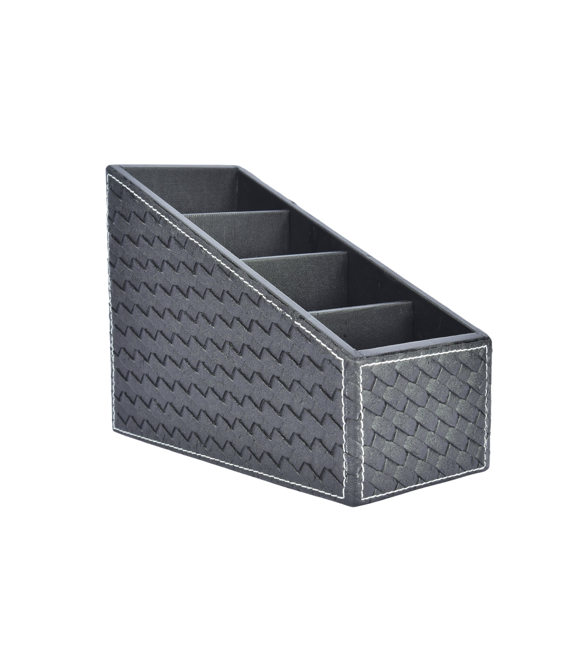 Premsons® Woven Remote Holder - Stylish Organizer - 4 Compartments - Black