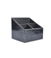 Rectangular black croc-texture remote holder with three internal compartments