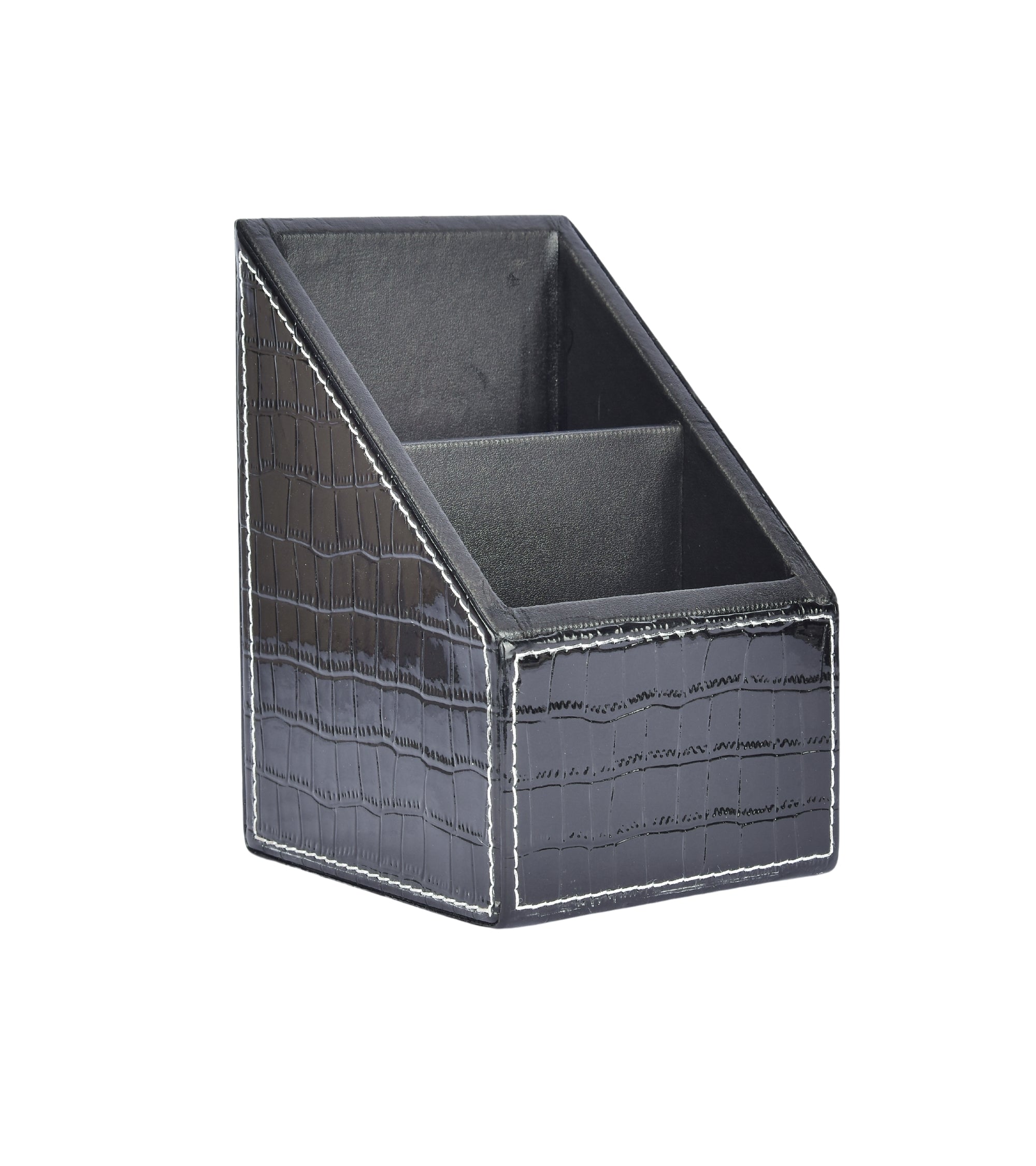 Premsons® Croc Remote Holder - Stylish Organizer - 2 Compartments - Black