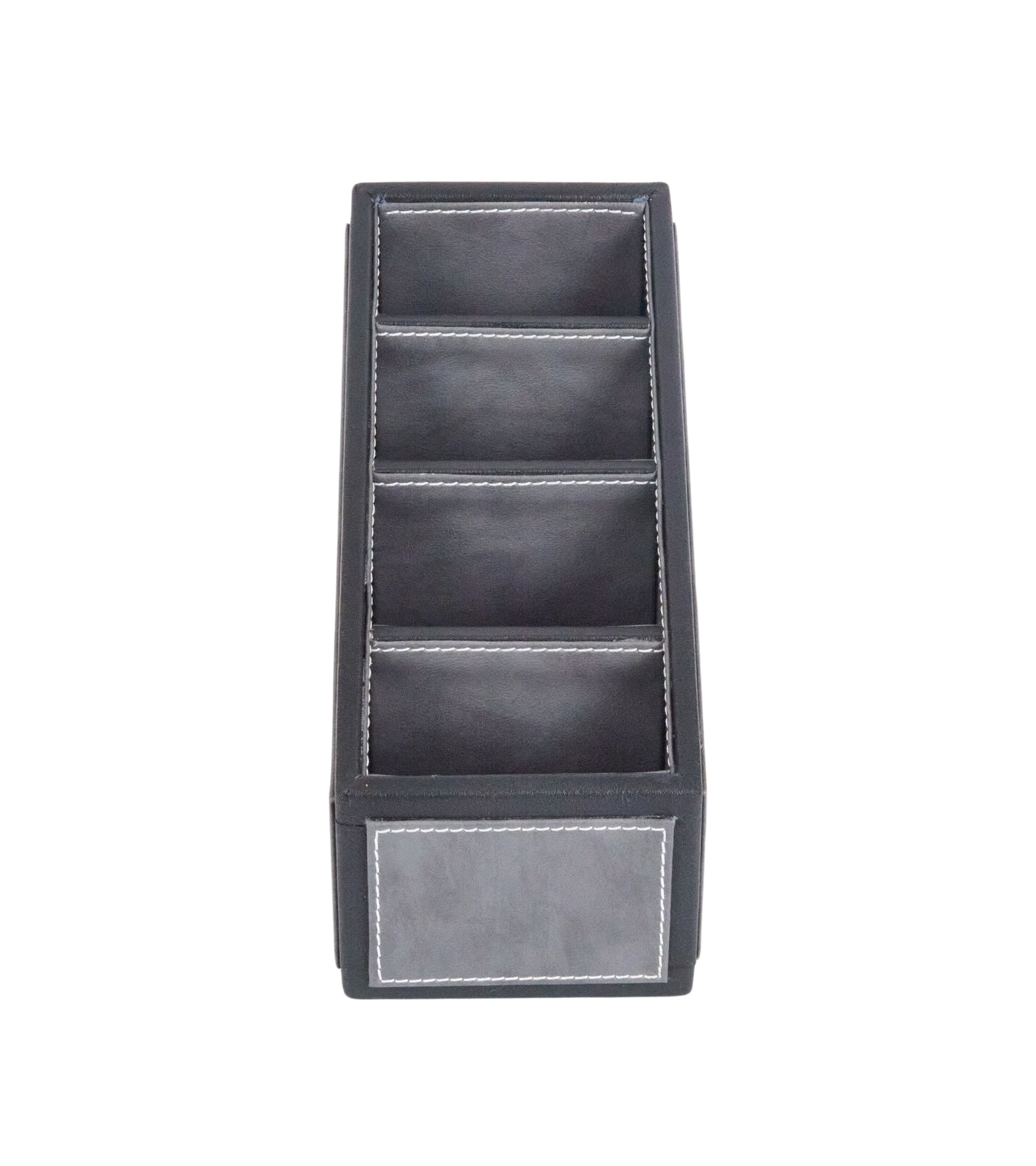 Two-tone 4-compartment pen organizer, dark grey with contrasting light grey bottom