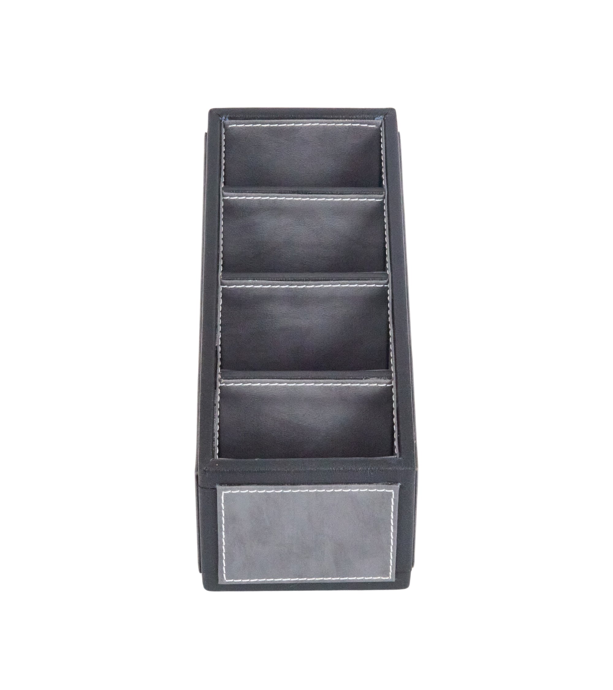 Two-tone 4-compartment pen organizer, dark grey with contrasting light grey bottom