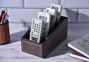 Premsons® Two Tone Remote Holder - Stylish Organizer - 4 Compartments - Curve - Dark Brown