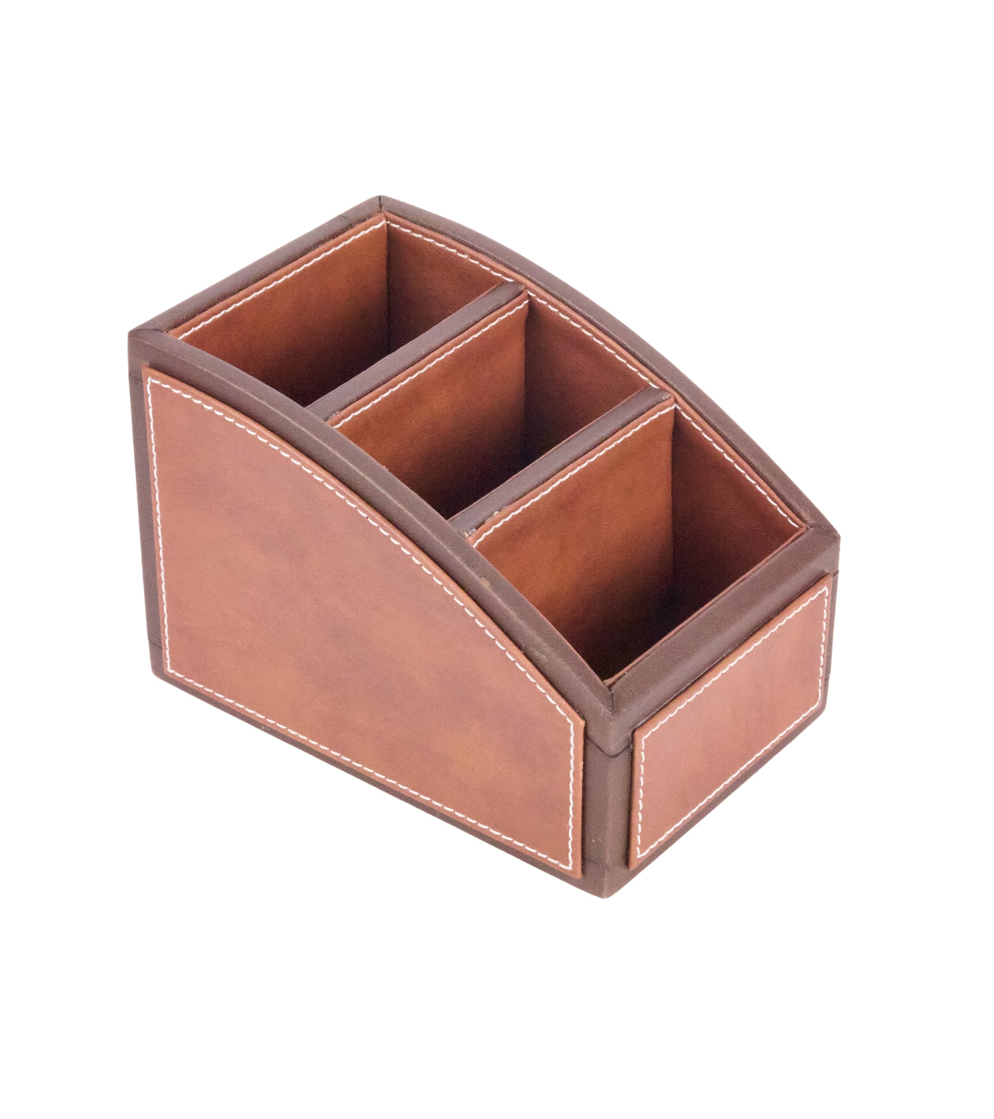 Premsons® Two Tone Remote Holder - Stylish Organizer - 3 Compartments - Curve - Dark Orange