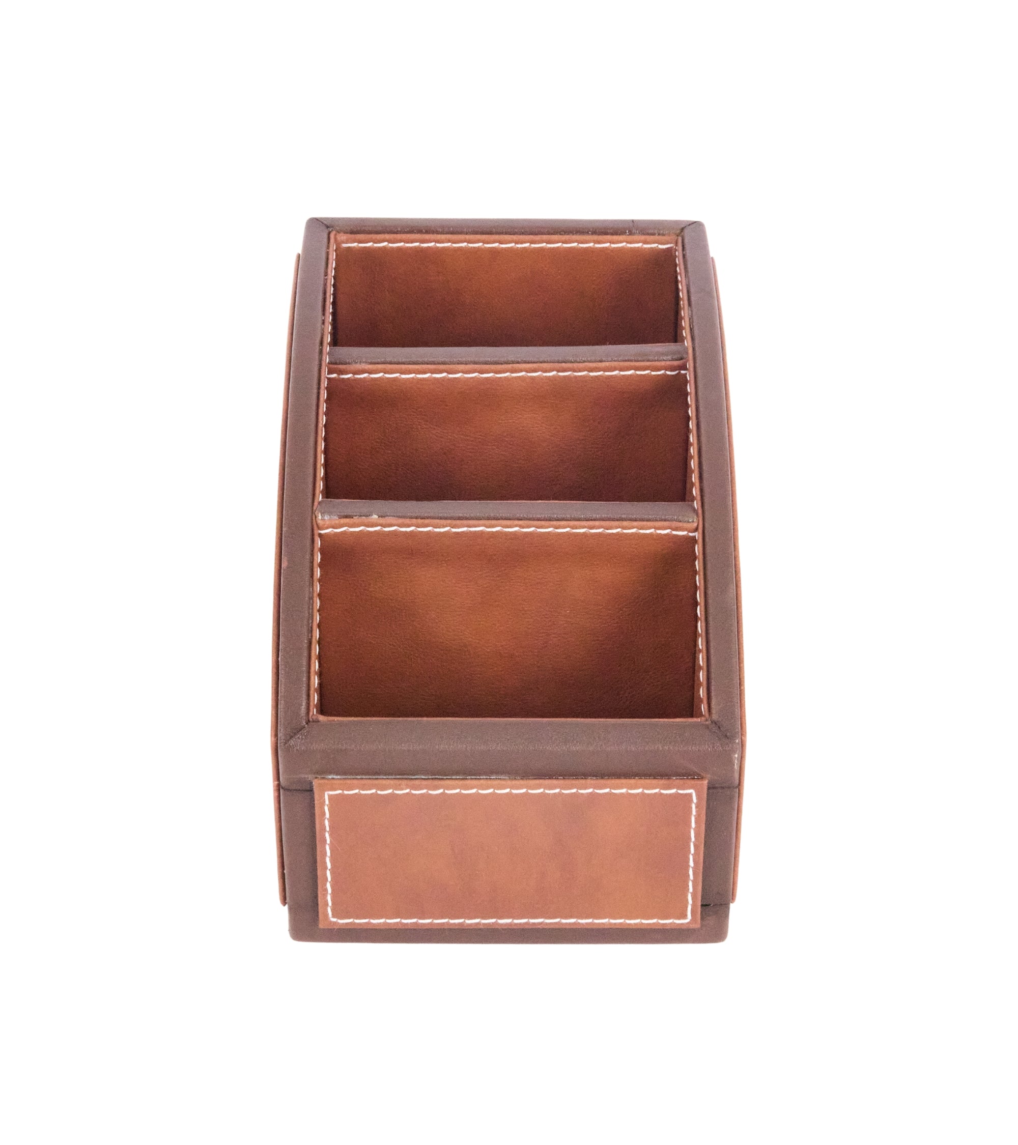 Premsons® Two Tone Remote Holder - Stylish Organizer - 3 Compartments - Curve - Dark Orange
