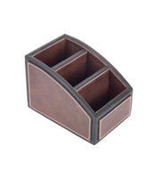 Premsons® Two Tone Remote Holder - Stylish Organizer - 3 Compartments - Curve - Dark Brown