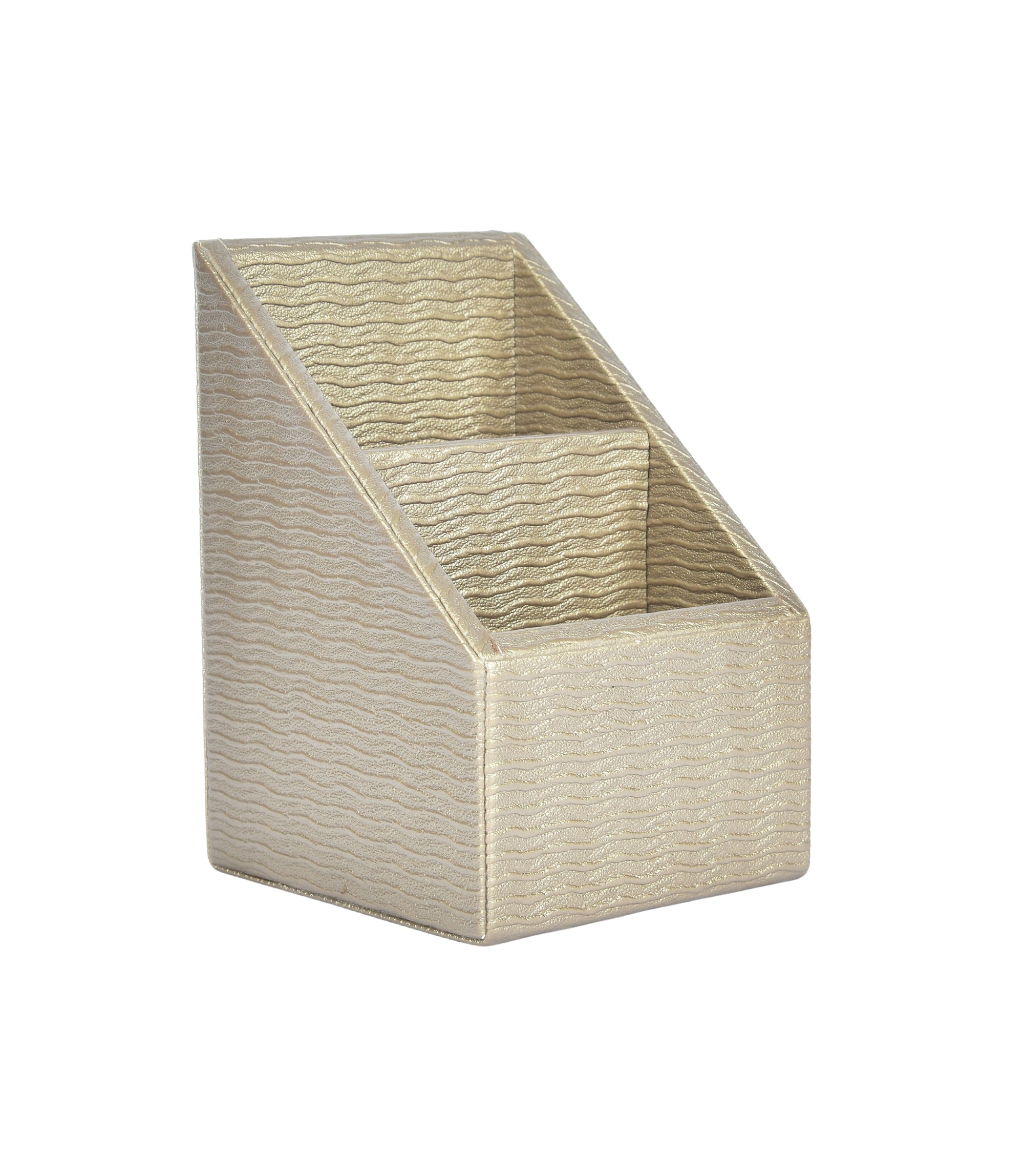 Premsons® Plain Remote Holder - Stylish Organizer - 2 Compartments - Light Golden Wavy