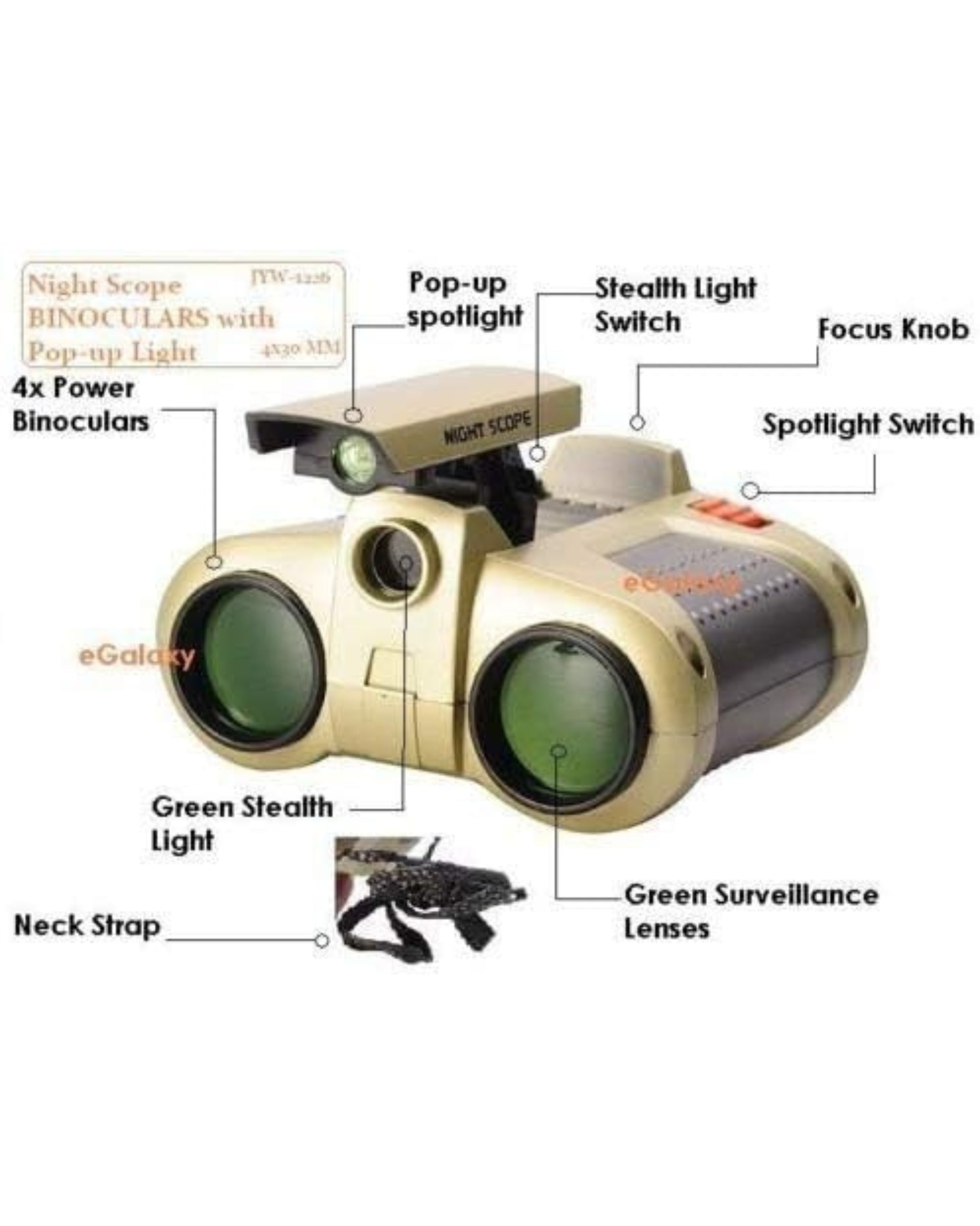 Premsons®- Mini Compact Binoculars - High-Resolution Optics and Folding Design with Neck Strap and Light for Kids and Adults