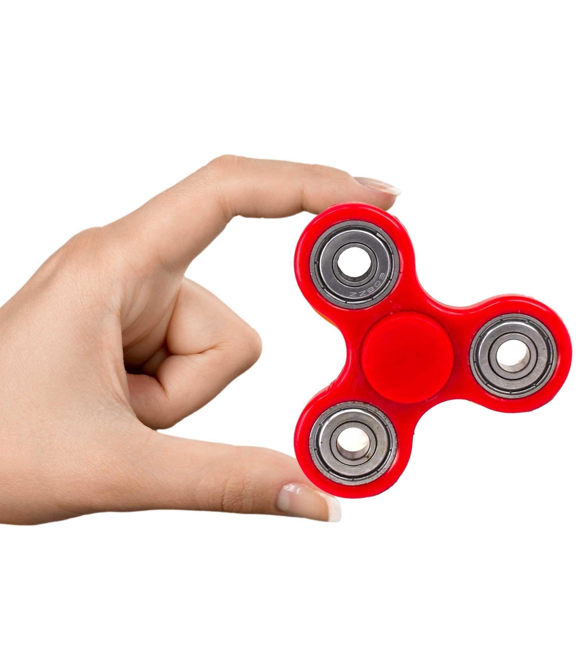 Premsons® Hand Spinner Desk Toy - High Speed Smooth Finger Spin Sensory Fidget Stress Relief Game Play for Kids & Adults - Birthday Party Gift - Four Bearing - Red with Silver Bearing