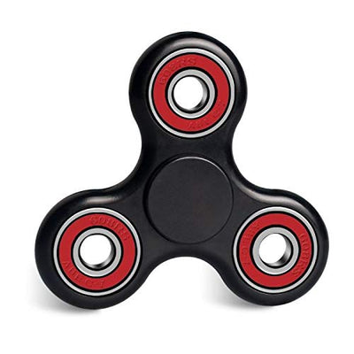 Premsons® Hand Spinner Desk Toy - High Speed Smooth Finger Spin Sensory Fidget Stress Relief Game Play for Kids & Adults - Birthday Party Gift - Four Bearing - Black + Red Bearing