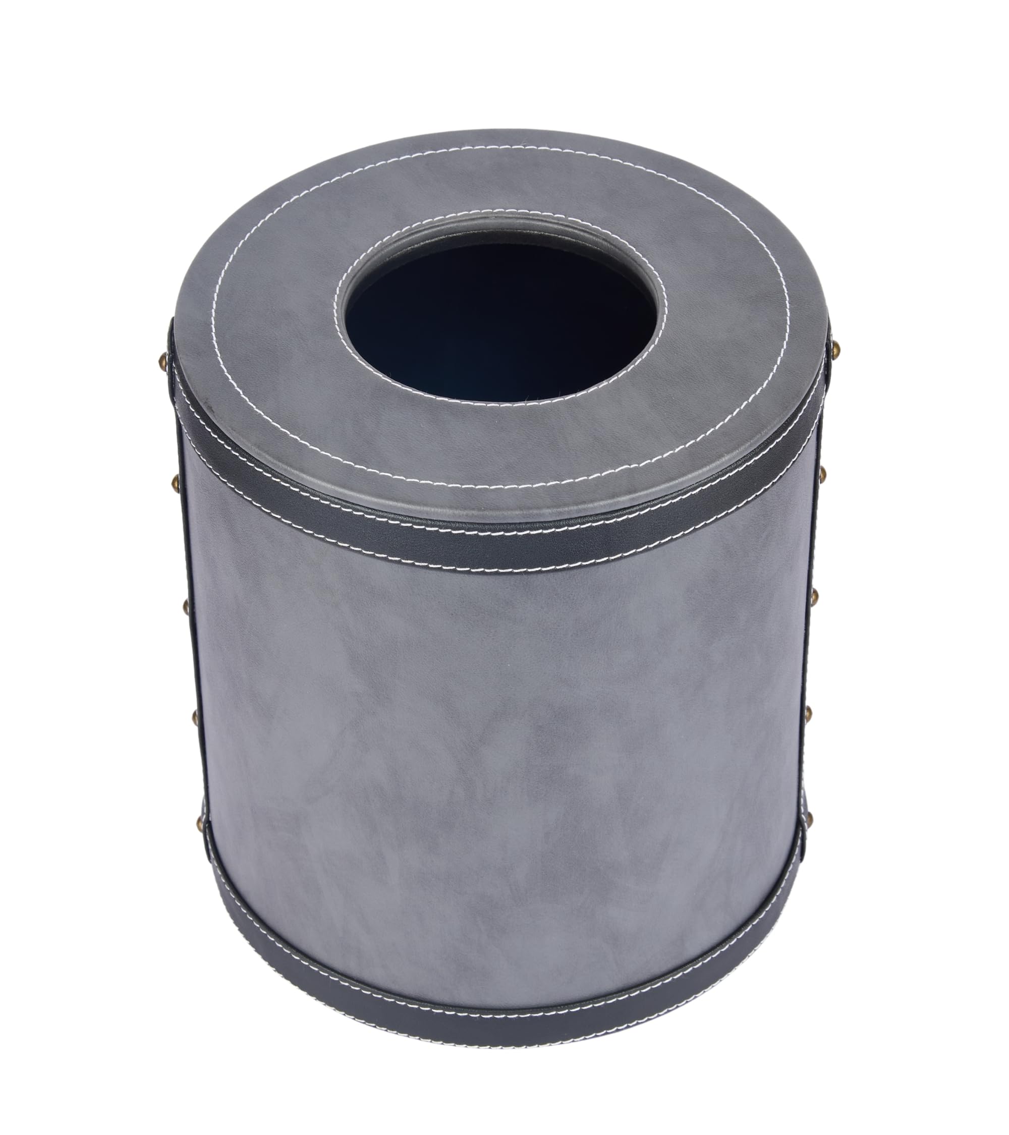 Premsons® Faux Leather Dustbin - Stylish & Durable Waste Bin for Home, Office, & Bedroom - Two Tone Round - Grey with Black - 5 Litres