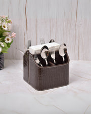 Premsons® Leatherette Cutlery Holder | Multipurpose Organizer for Kitchen and Tableware (Croc - Dark Brown, 5 Section)