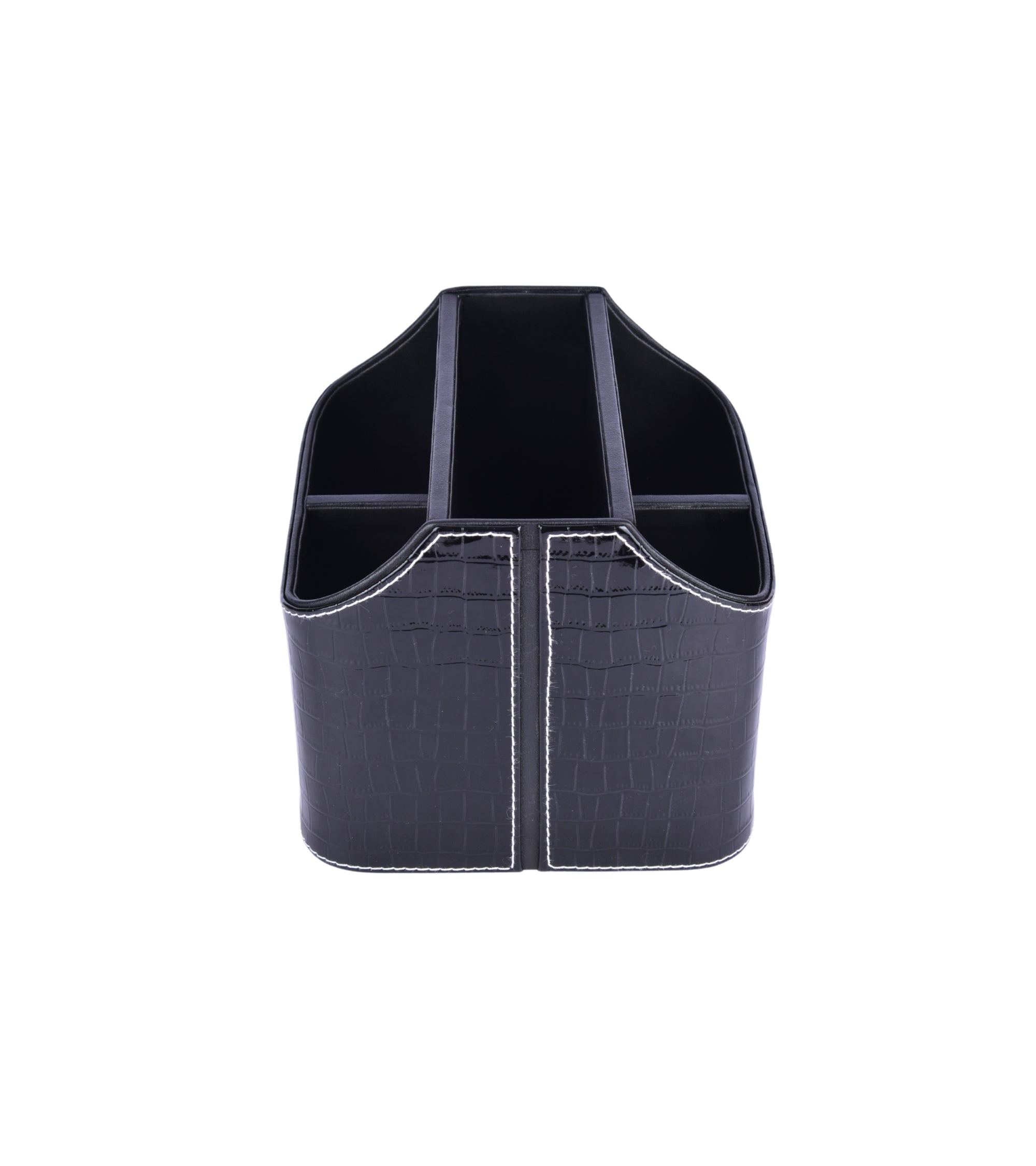 Premsons® Leatherette Cutlery Holder | Multipurpose Organizer for Kitchen and Tableware (Croc - Black, 5 Section)