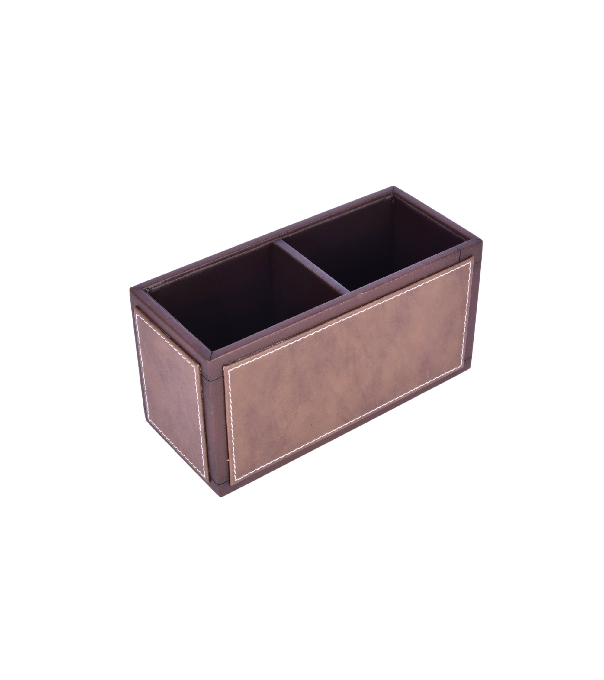 Premsons® Leatherette Cutlery Holder | Multipurpose Organizer for Kitchen and Tableware (Dark Brown & Brown, 2 Section)