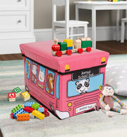 Premsons® Storage Box | Fabric Children’s Printed Rectangular Folding Seat | Compartment for Organizing Toys, Clothes, Books