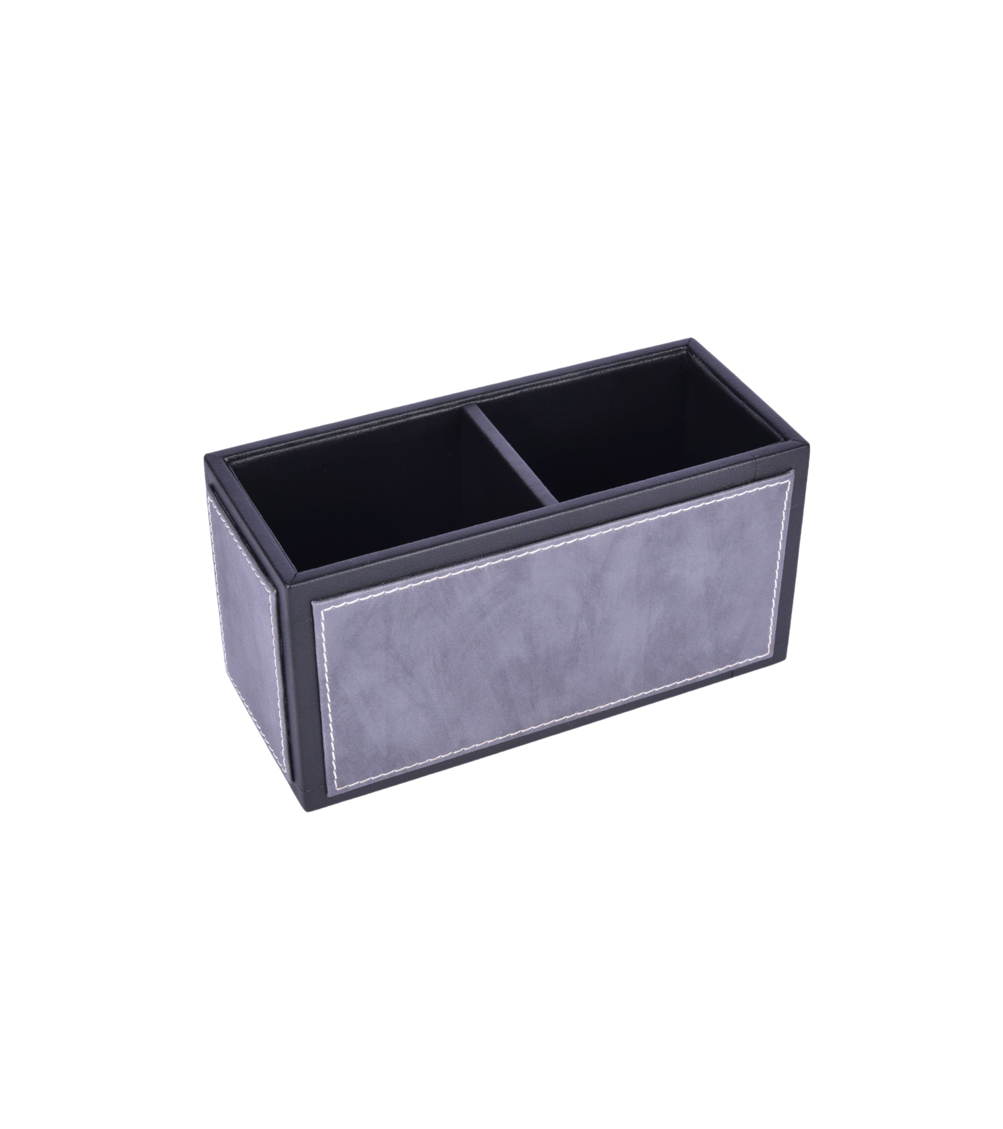Premsons® Leatherette Cutlery Holder | Multipurpose Organizer for Kitchen and Tableware (Grey & Black, 2 Section)