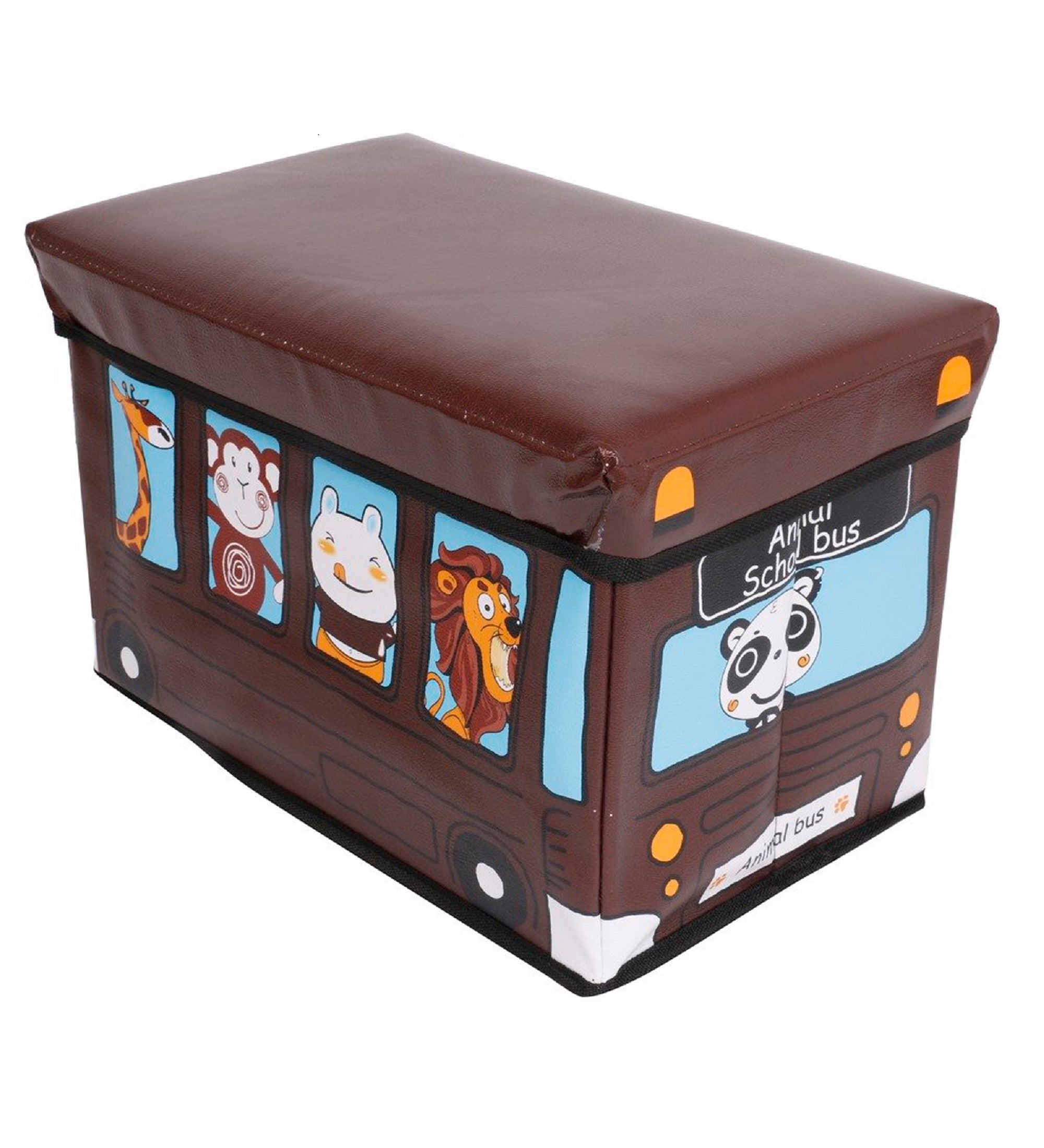 Premsons® Storage Box | Fabric Children’s Printed Rectangular Folding Seat | Compartment for Organizing Toys, Clothes, Books