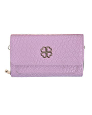 Eternia® Lucky Charm Sling Bag – Elegant & Versatile Faux Leather Crossbody Wallet Clutch with Detachable Straps - Purple