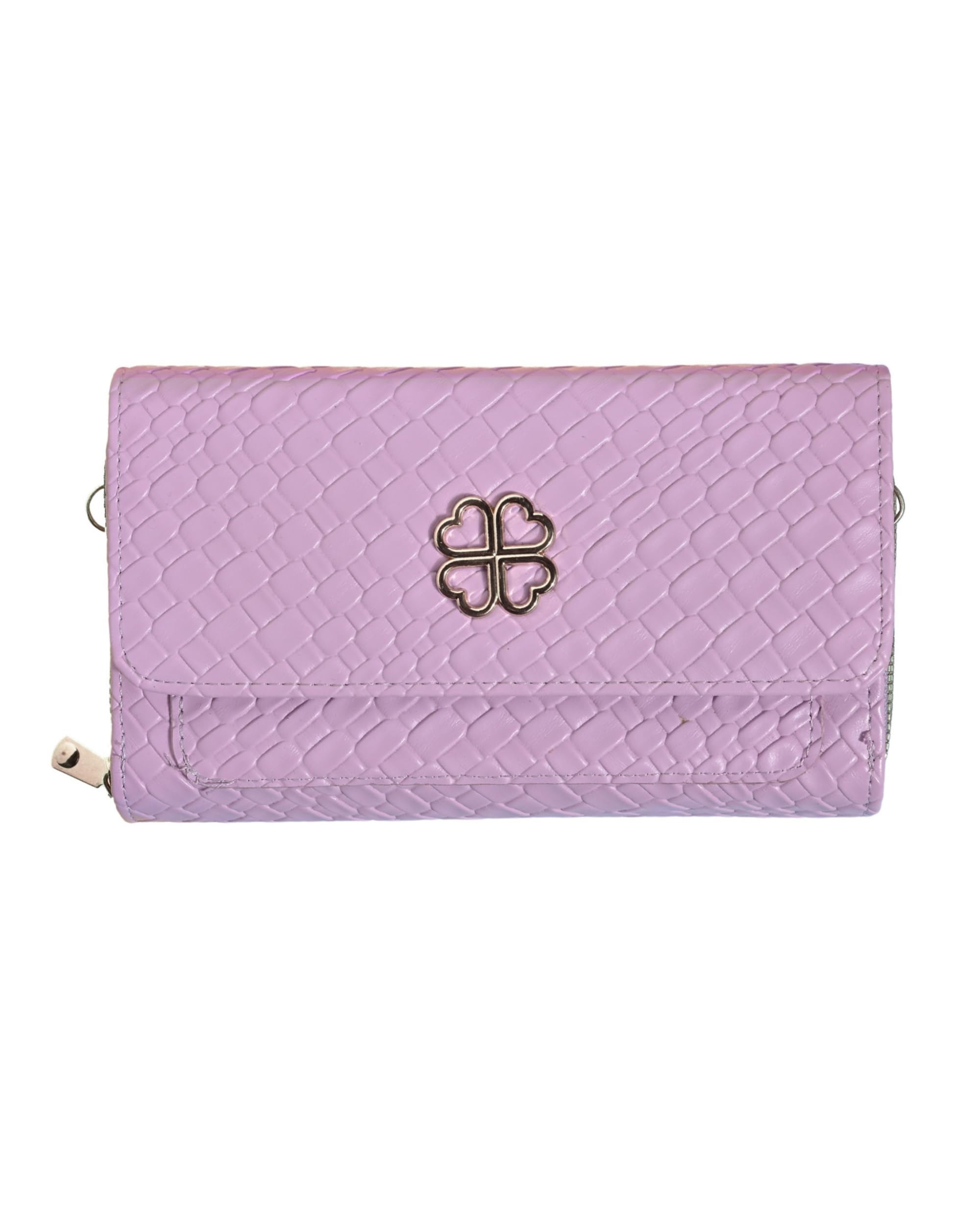 Eternia® Lucky Charm Sling Bag – Elegant & Versatile Faux Leather Crossbody Wallet Clutch with Detachable Straps - Purple