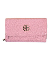 Eternia® Lucky Charm Sling Bag – Elegant & Versatile Faux Leather Crossbody Wallet Clutch with Detachable Straps - Pink