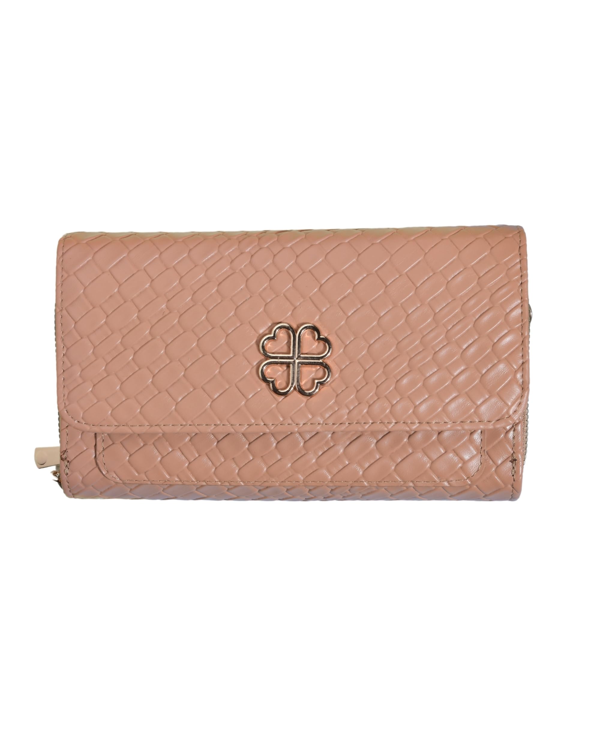 Eternia® Lucky Charm Sling Bag – Elegant & Versatile Faux Leather Crossbody Wallet Clutch with Detachable Straps - Latte Beige