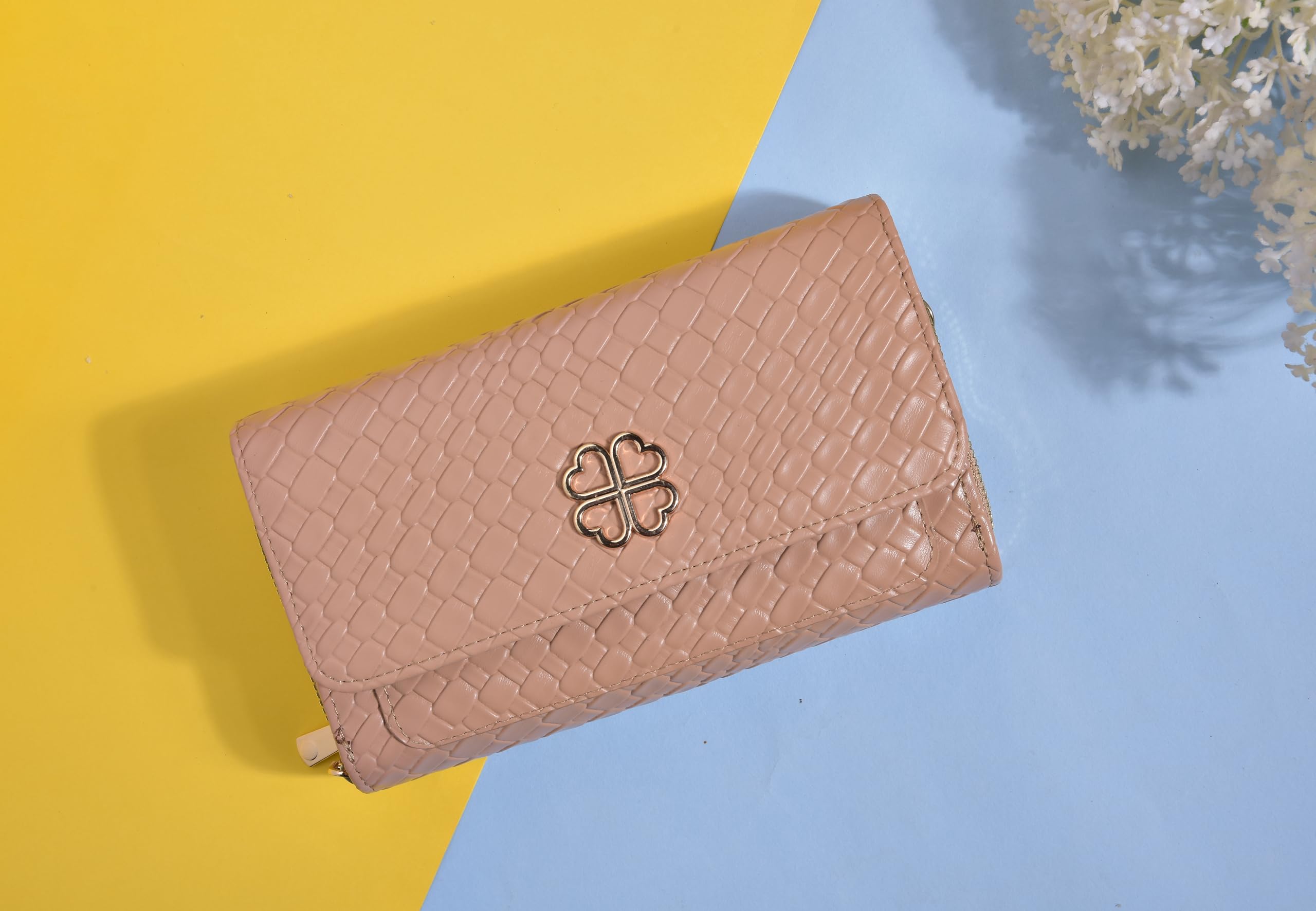 Eternia® Lucky Charm Sling Bag – Elegant & Versatile Faux Leather Crossbody Wallet Clutch with Detachable Straps - Latte Beige