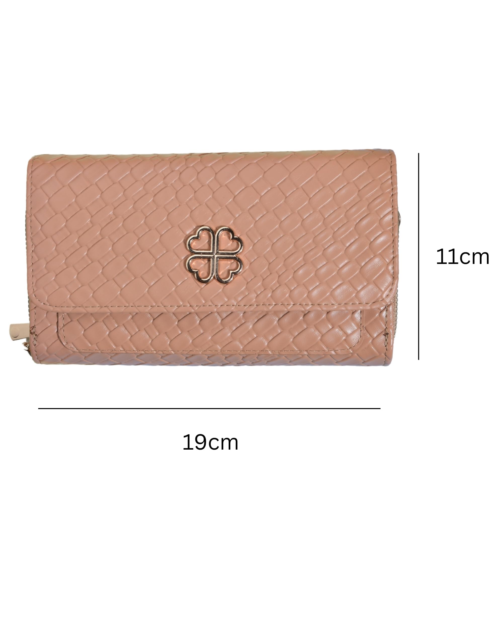 Eternia® Lucky Charm Sling Bag – Elegant & Versatile Faux Leather Crossbody Wallet Clutch with Detachable Straps - Latte Beige