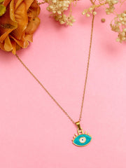 Premsons® Evil Eye Stainless Steel Necklace - Eye Shaped Pendant for Protection & Elegance - Gold & Blue