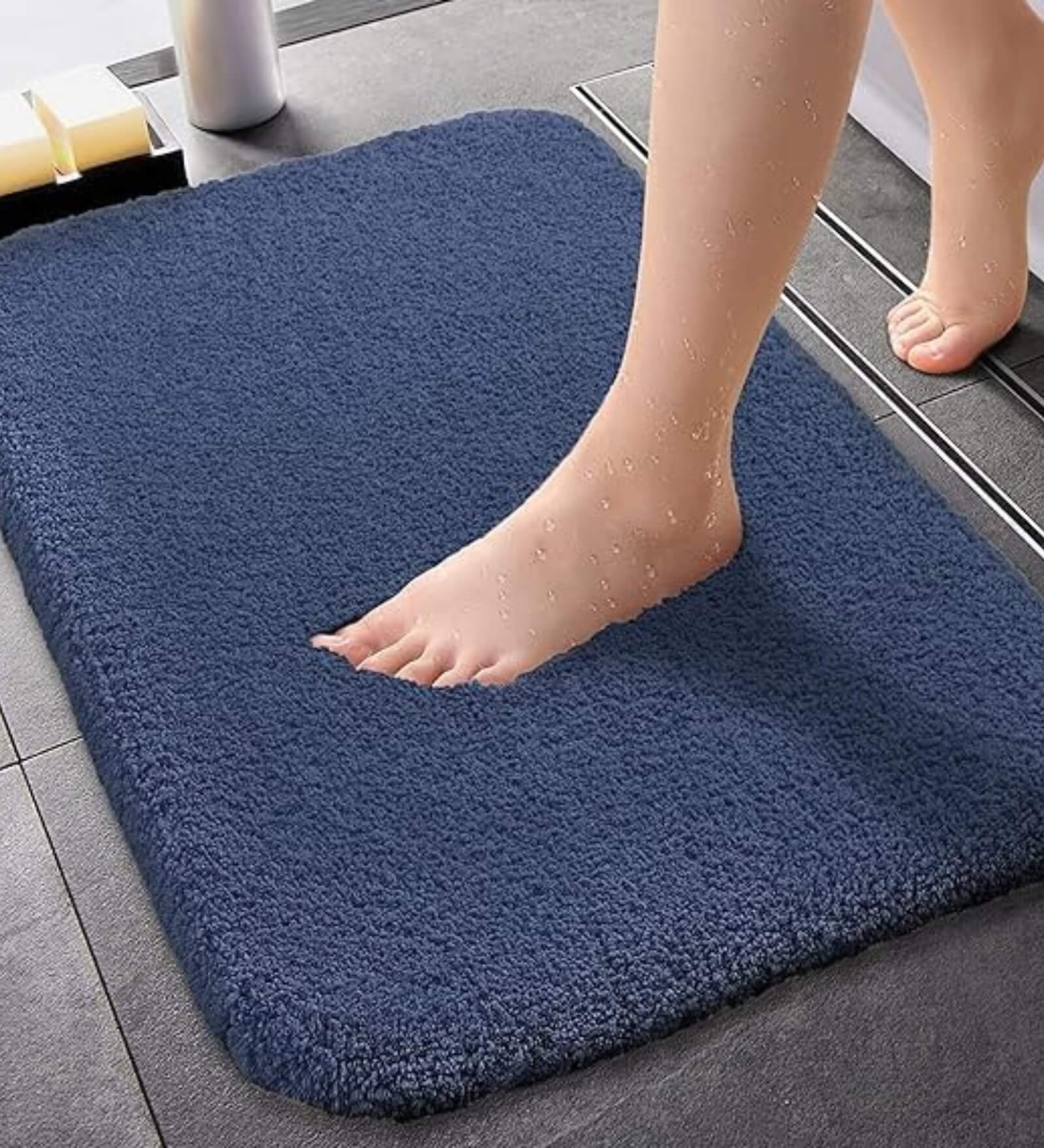 Premsons® Super Soft Anti-Skid Bath Mat – Ultra Absorbent & Plush Rectangular Rug for Bathroom, Quick-Dry, Machine Washable, Comfortable & Durable (40x60 cm, Navy Blue)