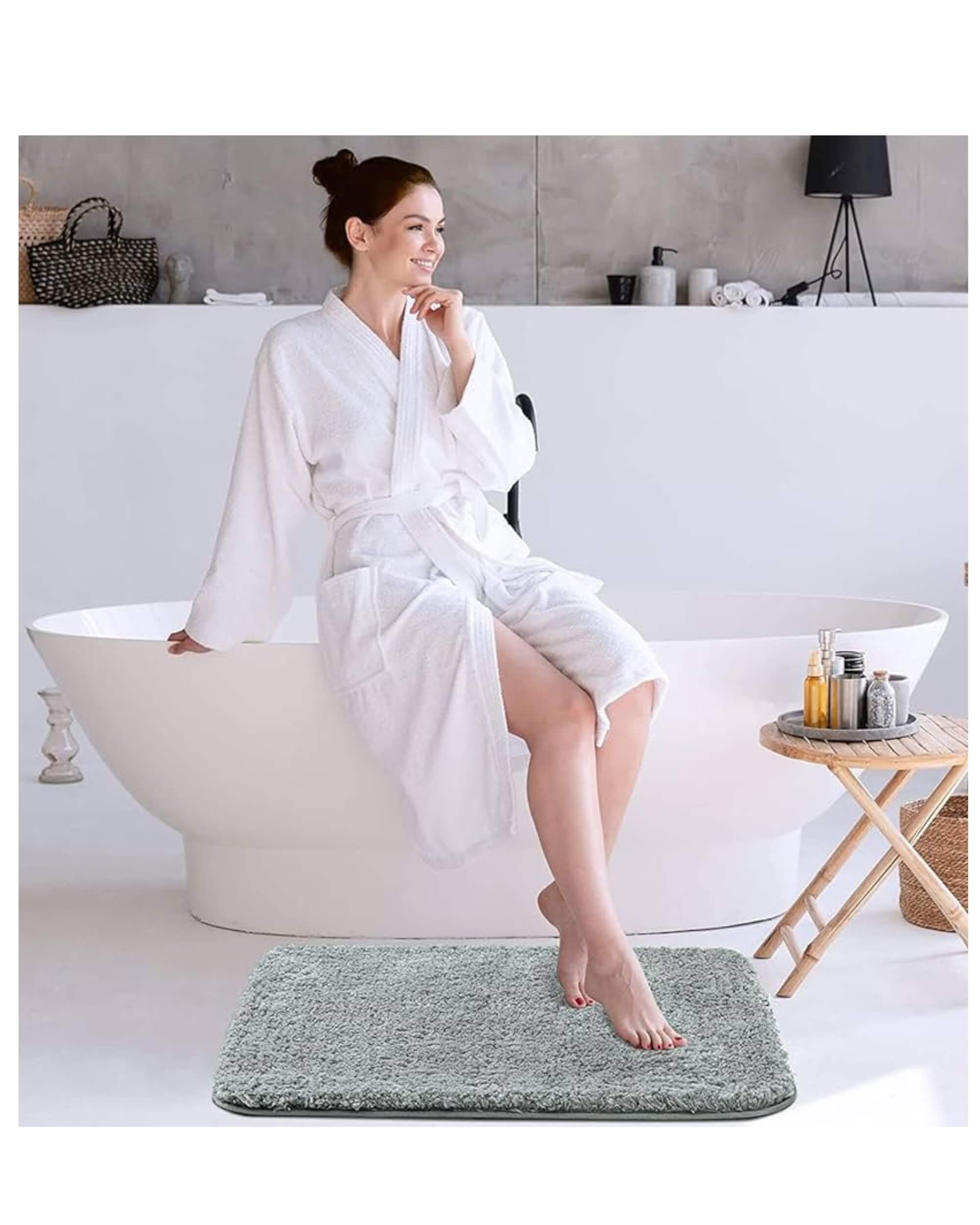 Premsons® Super Soft Anti-Skid Bath Mat – Ultra Absorbent & Plush Rectangular Rug for Bathroom, Quick-Dry, Machine Washable, Comfortable & Durable (40x60 cm, Grey)