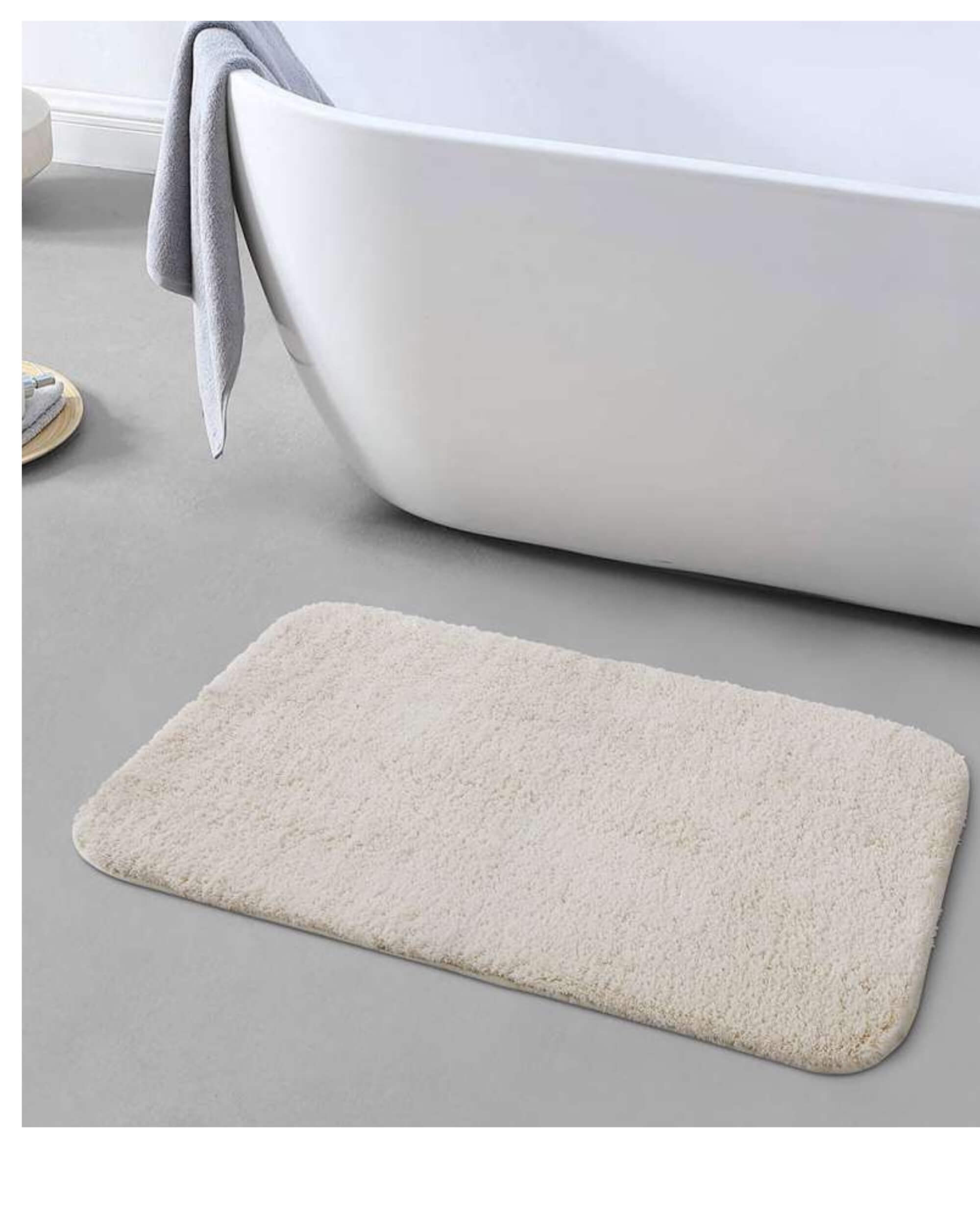 Premsons® Super Soft Anti-Skid Bath Mat – Ultra Absorbent & Plush Rectangular Rug for Bathroom, Quick-Dry, Machine Washable, Comfortable & Durable (40x60 cm, Cream)