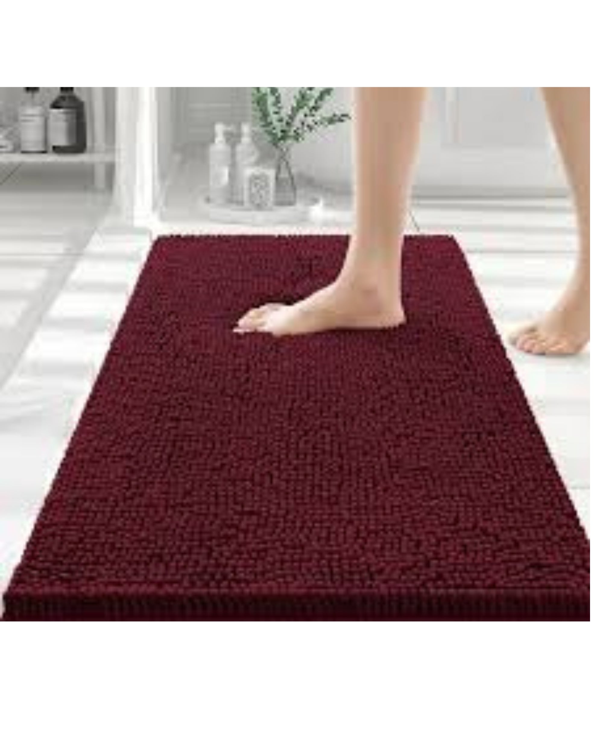 Premsons® Super Soft Anti-Skid Bath Mat – Ultra Absorbent & Plush Rectangular Rug for Bathroom, Quick-Dry, Machine Washable, Comfortable & Durable (40x60 cm, Wine red)