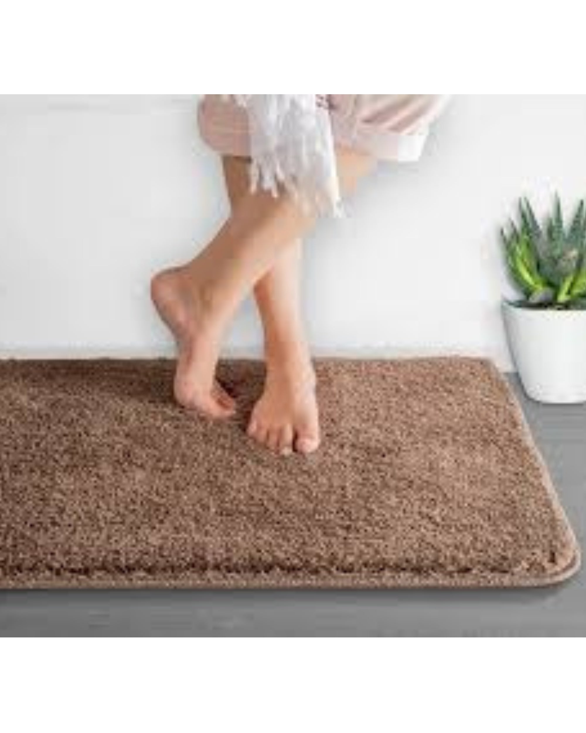 Premsons® Super Soft Anti-Skid Bath Mat – Ultra Absorbent & Plush Rectangular Rug for Bathroom, Quick-Dry, Machine Washable, Comfortable & Durable (40x60 cm, Light Brown)